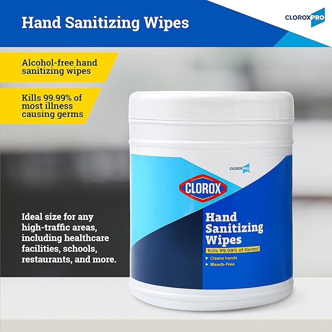 Clorox Pro Hand Wipes in Resealable Canister - Alcohol Free Wipes for Hands with BZK for Travel Hand Wipe, 270 Count