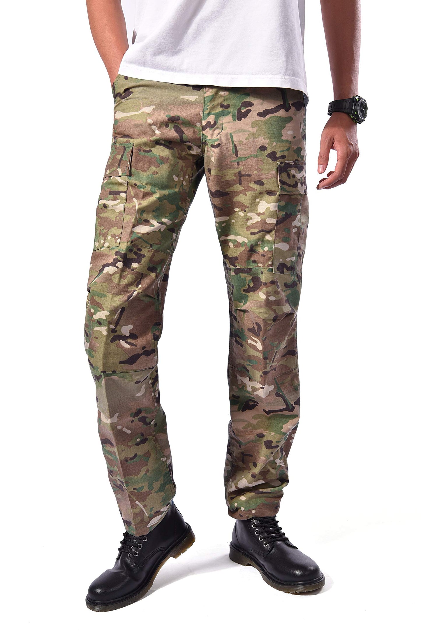 BACKBONE Mens Fashion Bright Camouflage Cargo Pants Military Combat Style BDU Pants (Size L, CP Camo - Ripstop)