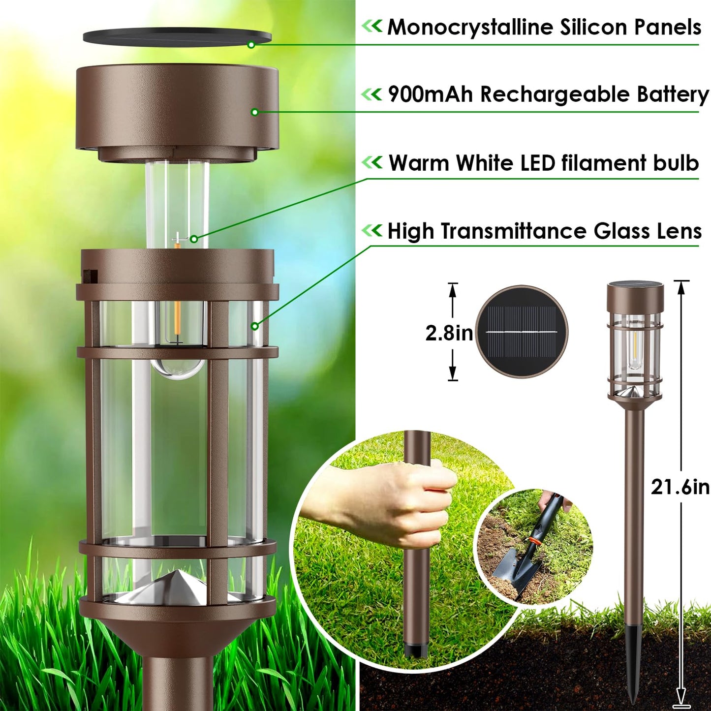 Mancra 8 Pack Solar Outdoor Lights, Bright Up to 10 Hrs Solar Lights Outdoor Waterproof Garden Decor for Patio Lawn Yard and Landscape