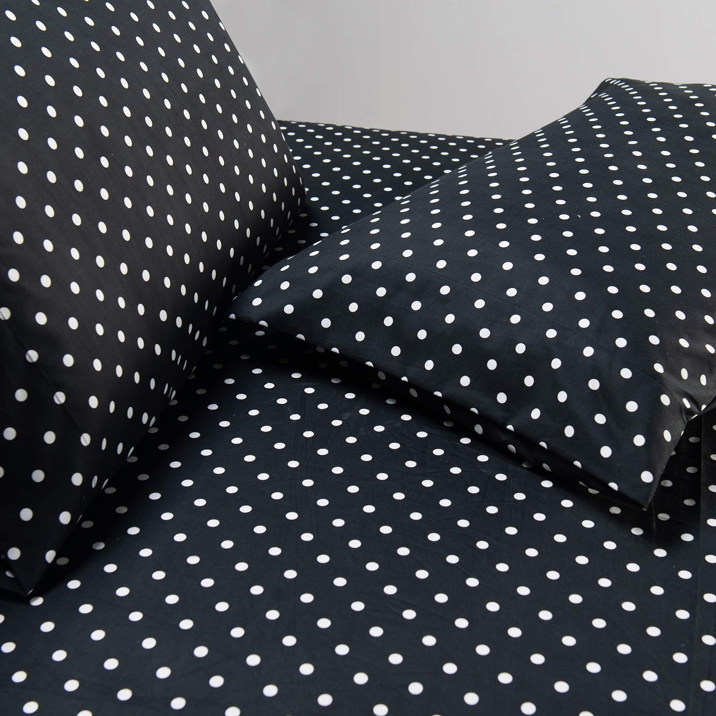 Elegant Comfort Luxury Soft Bed Sheets Polkadot Pattern - 1500 Premium Hotel Quality Microfiber Softness Wrinkle and Fade Resistant (6-Piece) Bedding Set, King, Black