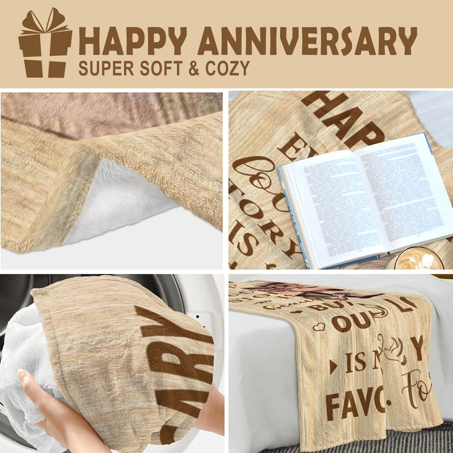 Neuturs Wedding Anniversary Blanket Gifts for Men Women Him Her Wife Husband, Romantic Anniversary Marriage Gift for Couple Parents Girlfriend Boyfriend, Happy Anniversary Decorations Blanket 60"X50"