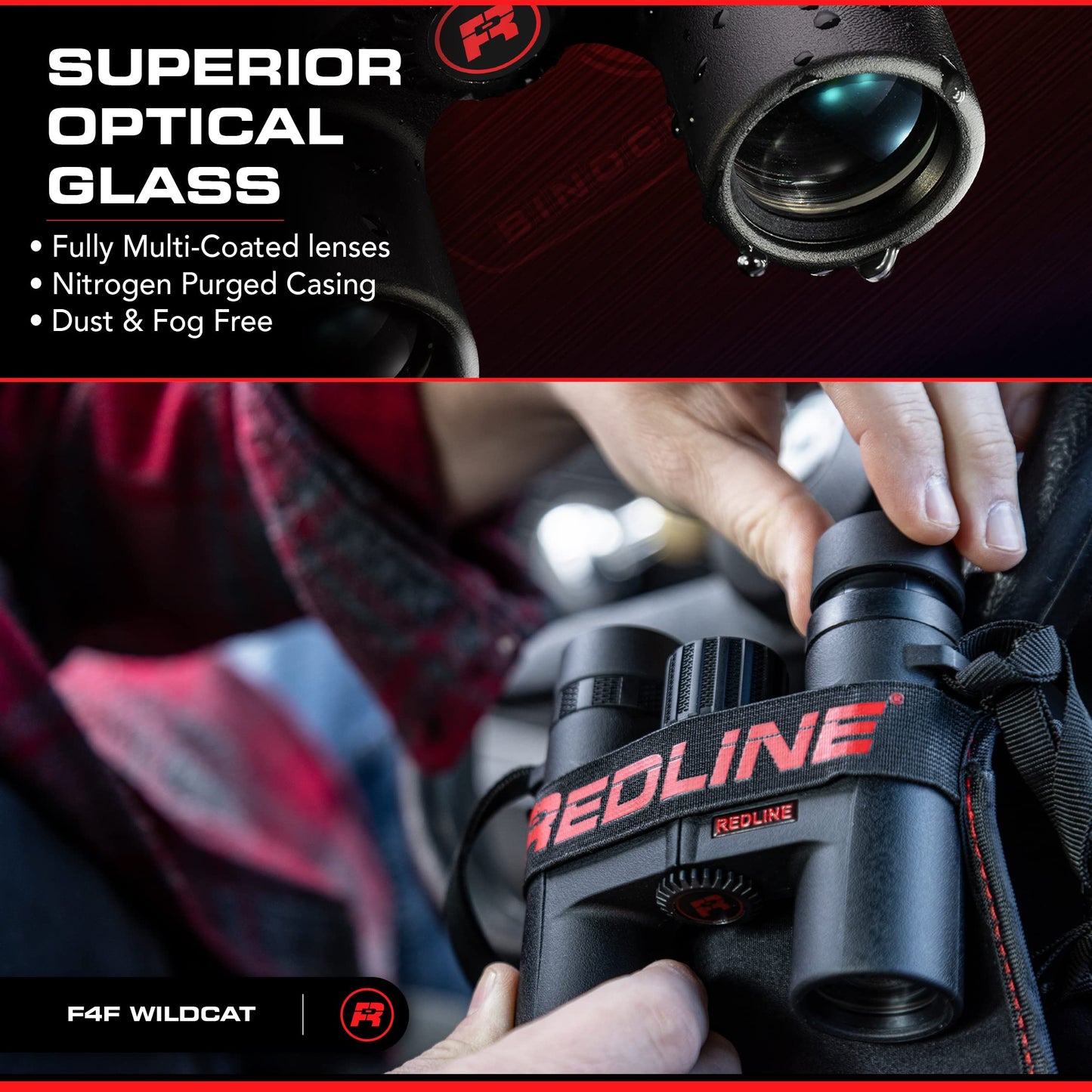 Red-Line Optics F4F Wildcat 8x25, 7 Prism Best Binoculars for Hiking, Hunting, Bird Watching, Boating and Other Field Work, Designed in America, Based in Washington State