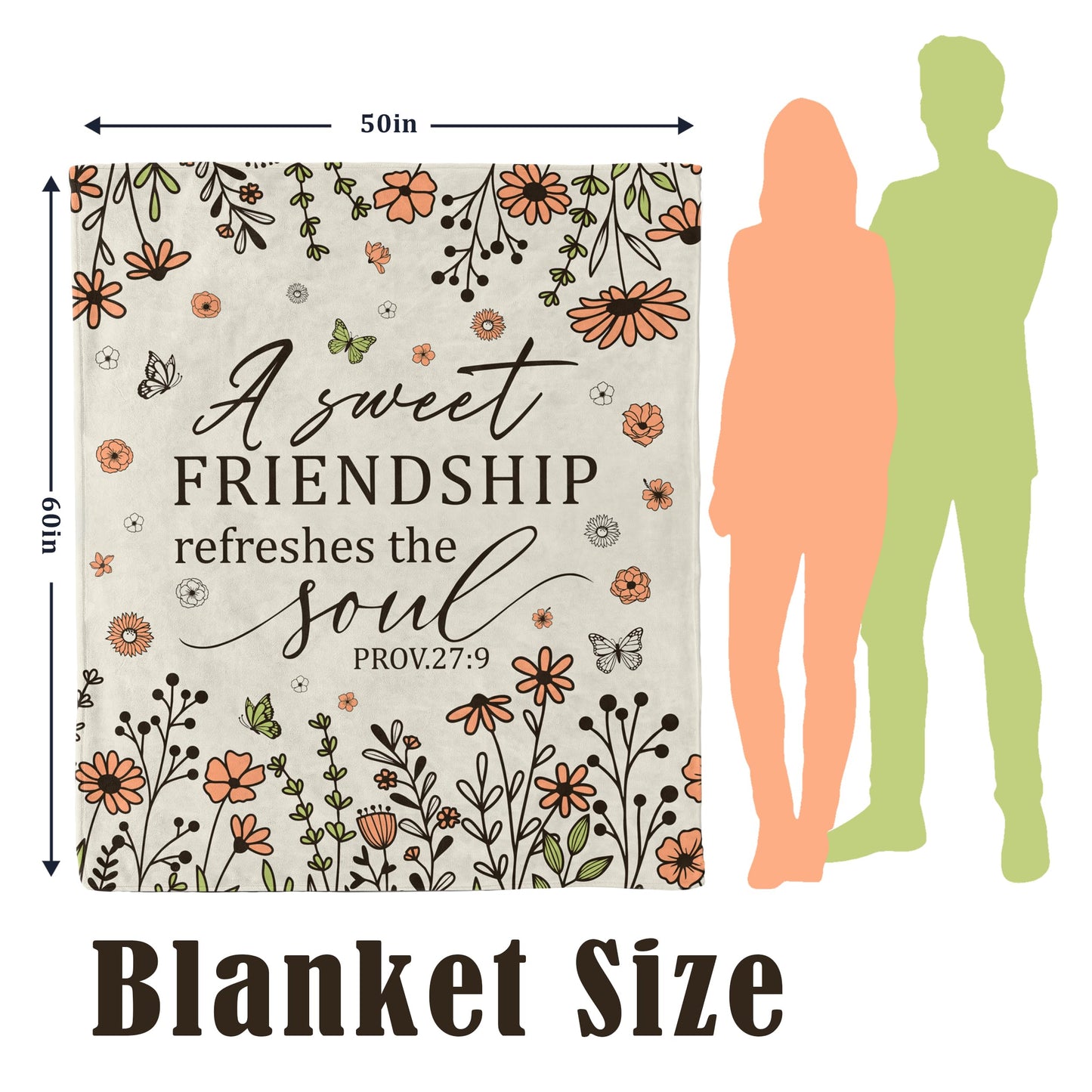 FTEFueie Friendship Gifts for Women Friends, Christian Birthday Religious Gifts for Women Friendship, Inspirational Spiritual Gift for Best Friend, Scripture Floral Blanket with Bible Verse 50" X 60"