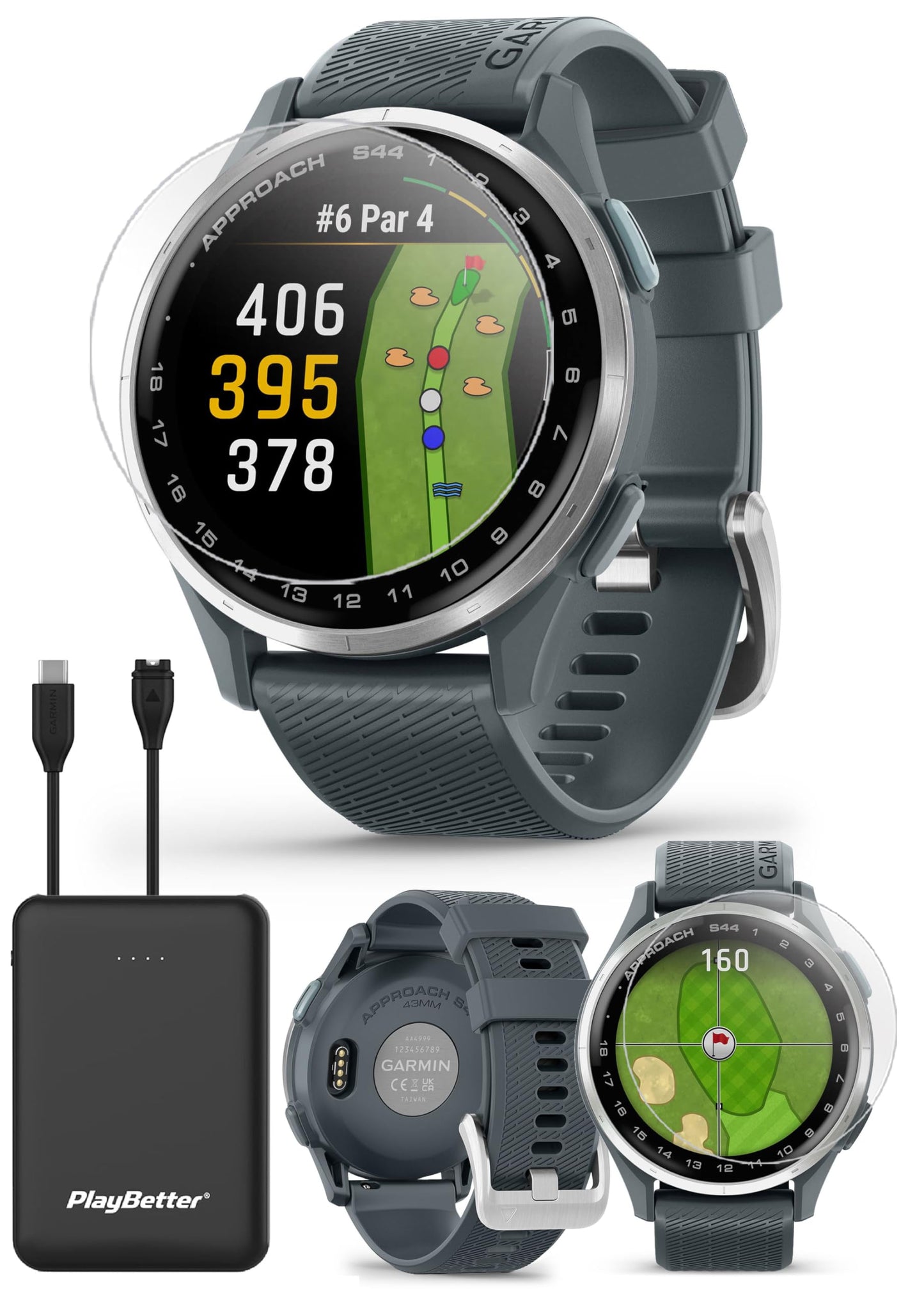 Garmin Approach S44 (Silver/Twilight) Golf Gps Smartwatch Bundle - 1.2 Amoled Display, On-Course Features & 15H Battery Life Wit