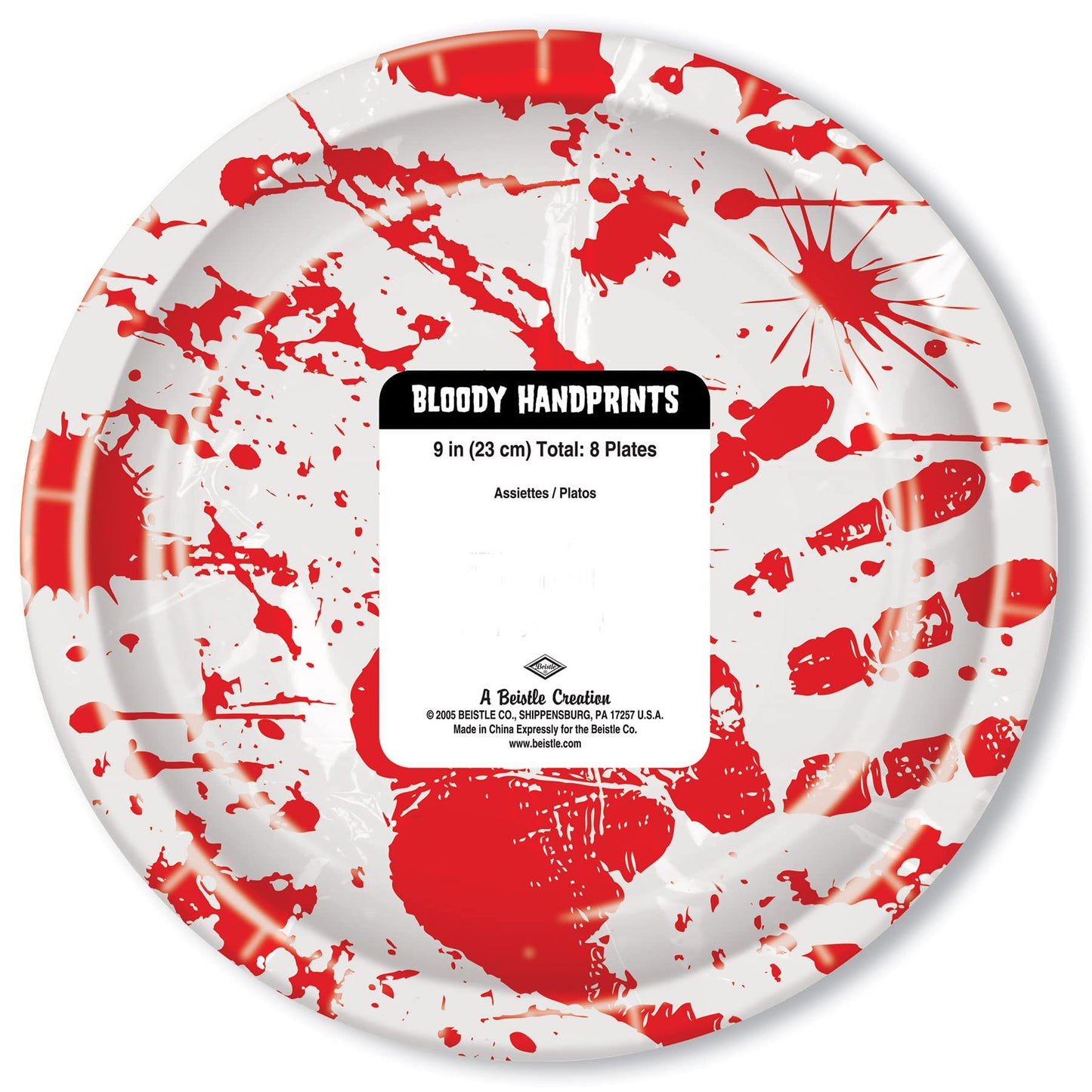 Beistle Bloody Handprints 9 Inch Plates