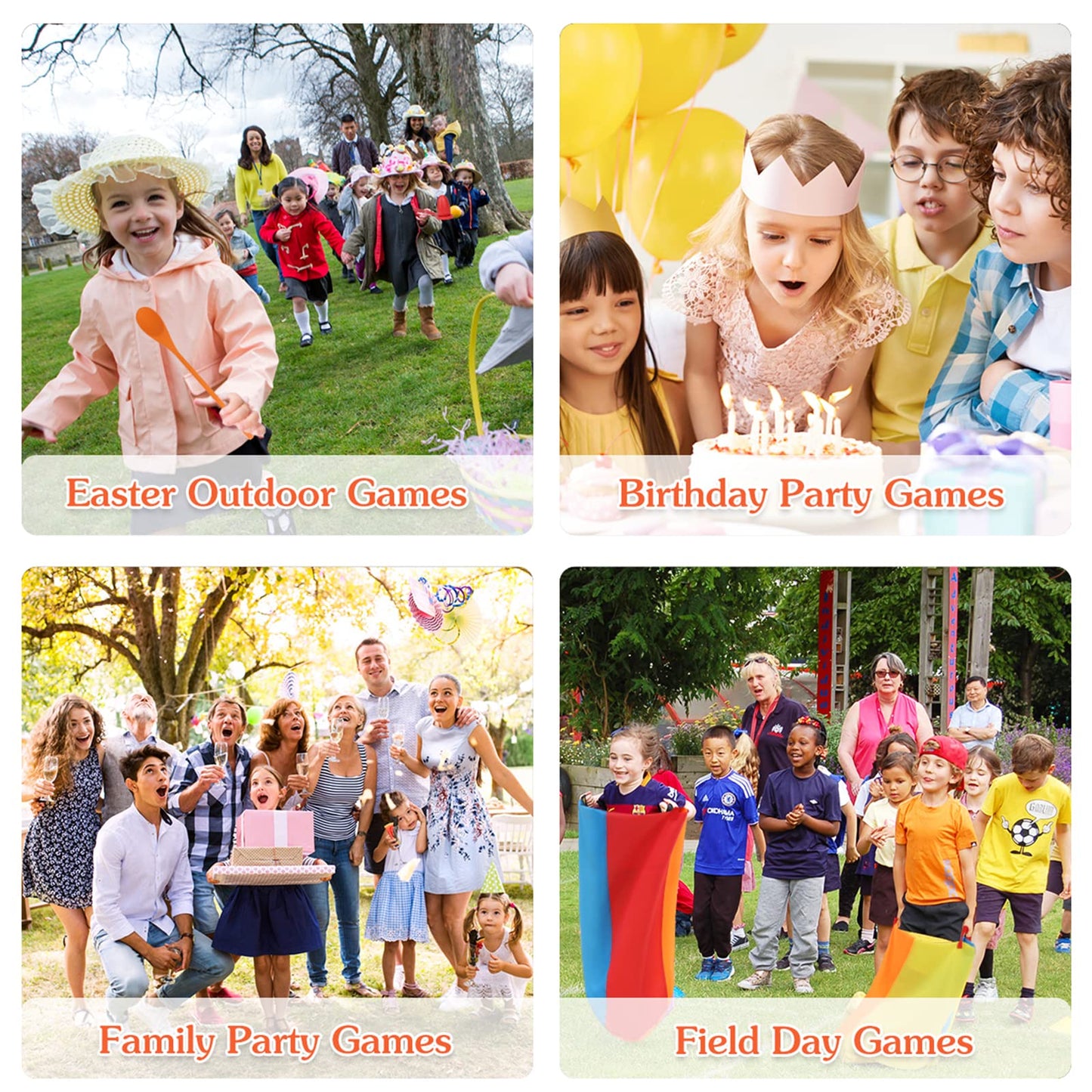 Dreampark Outdoor Games Potato Sack Race Bags for Kids Adults 4-10 Players, Carnival Birthday Party Easter Field Day Games Outside Lawn Yards Family Reunion Game 3 Legged and Egg Spoon Race