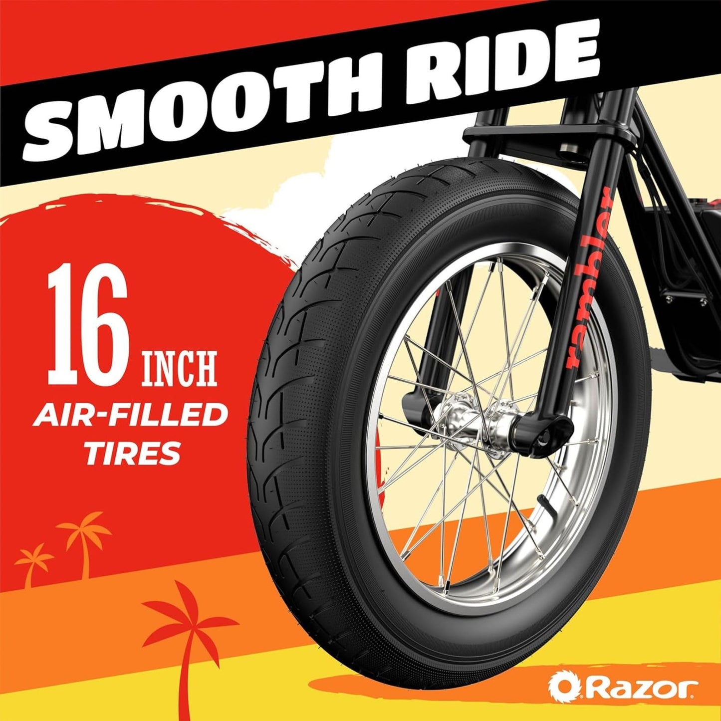 Razor Electric Bike for Ages 18+, 220 lb Max Weight, Black, w/ 350W Motor, 16” Tires & 36V Battery, Up to 15.5 MPH, Rambler 16 – Rechargeable Minibike for Teens and Adults