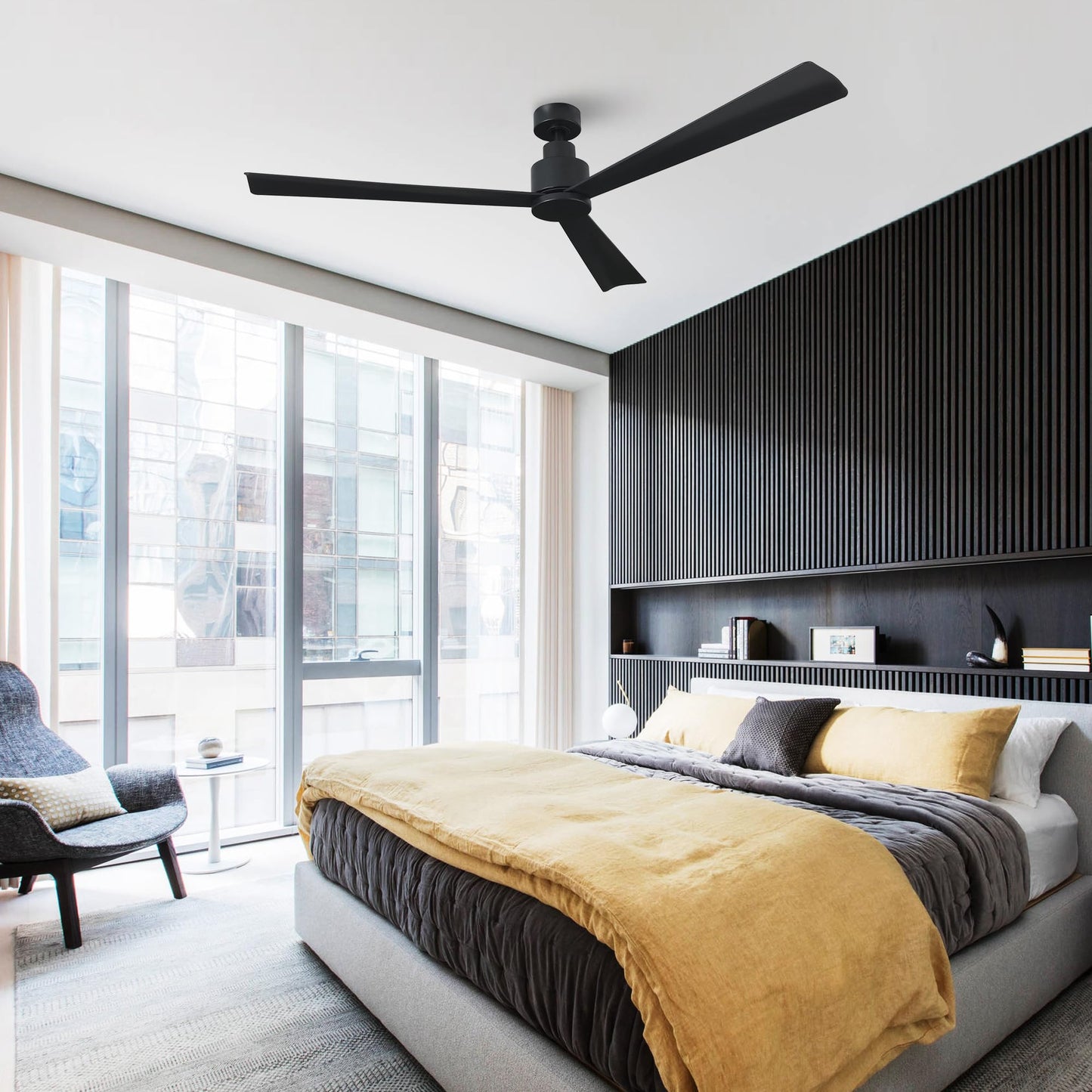 Black Ceiling Fans Without Lights, 52 Inch Ceiling Fan No Light For Bedroom, Industrial Outdoor Ceiling Fans For Patios, Remote