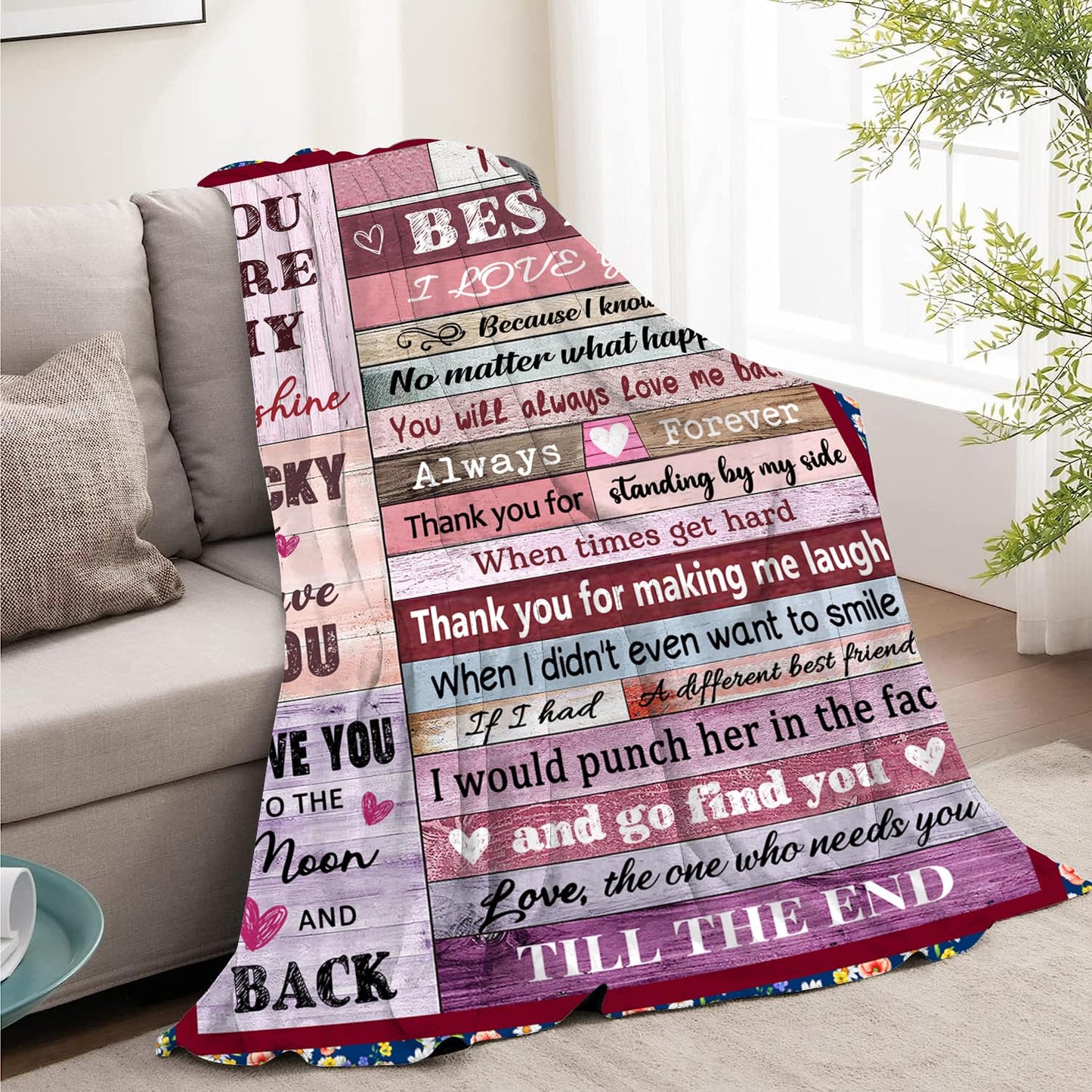 AJIIUSV Best Friends Blanket Gifts for Women, Bestie Gifts for Women Work Bestie, BFF, Soul Sister on Birthday, to My Best Friend Throw Blanket 50"X60"