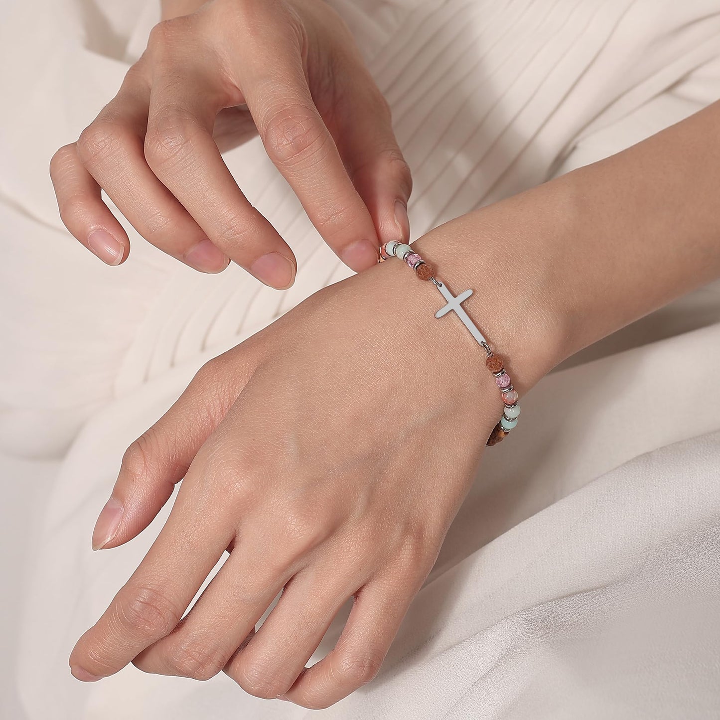 AryaHozel Birthday Gifts for Women, Cross Bracelet, Happy Birthday Decorations Womens Bday Gifts Ideas for Her Sister Friend Wife Mom Daughter 16th 21st 25th 30th 40th 50th 60th 65th Friendship
