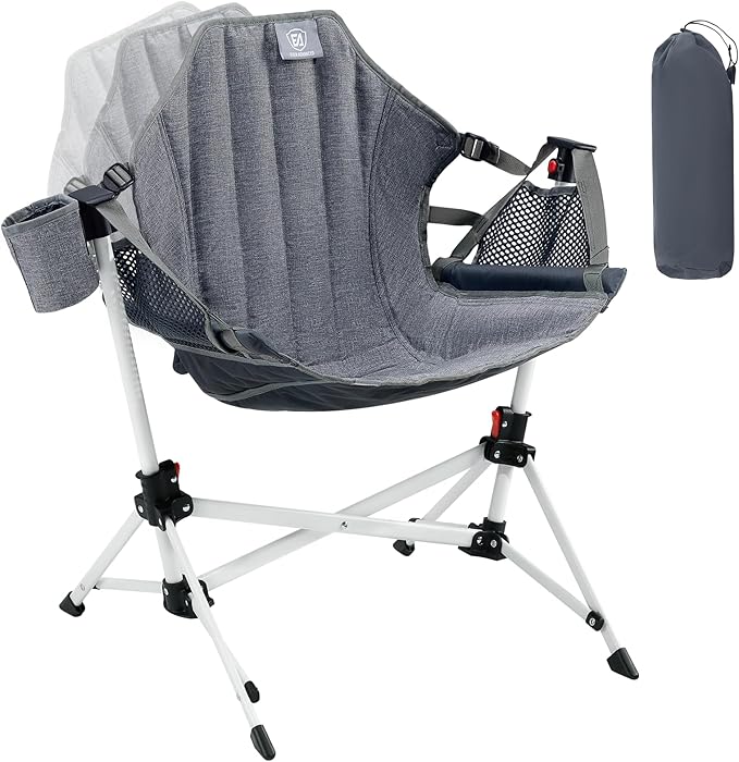 EVER ADVANCED Kids Hammock Chair Foldable, Kids Camping Chair with Stand Portable, Hammock Swing Chair with Cup Holder, Ch...