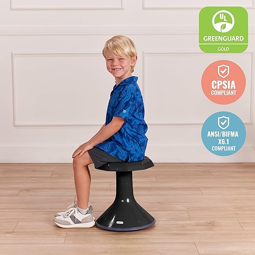 ECR4Kids ACE Active Core Engagement Wobble Stool, 15-Inch Seat Height, Flexible Seating, Black
