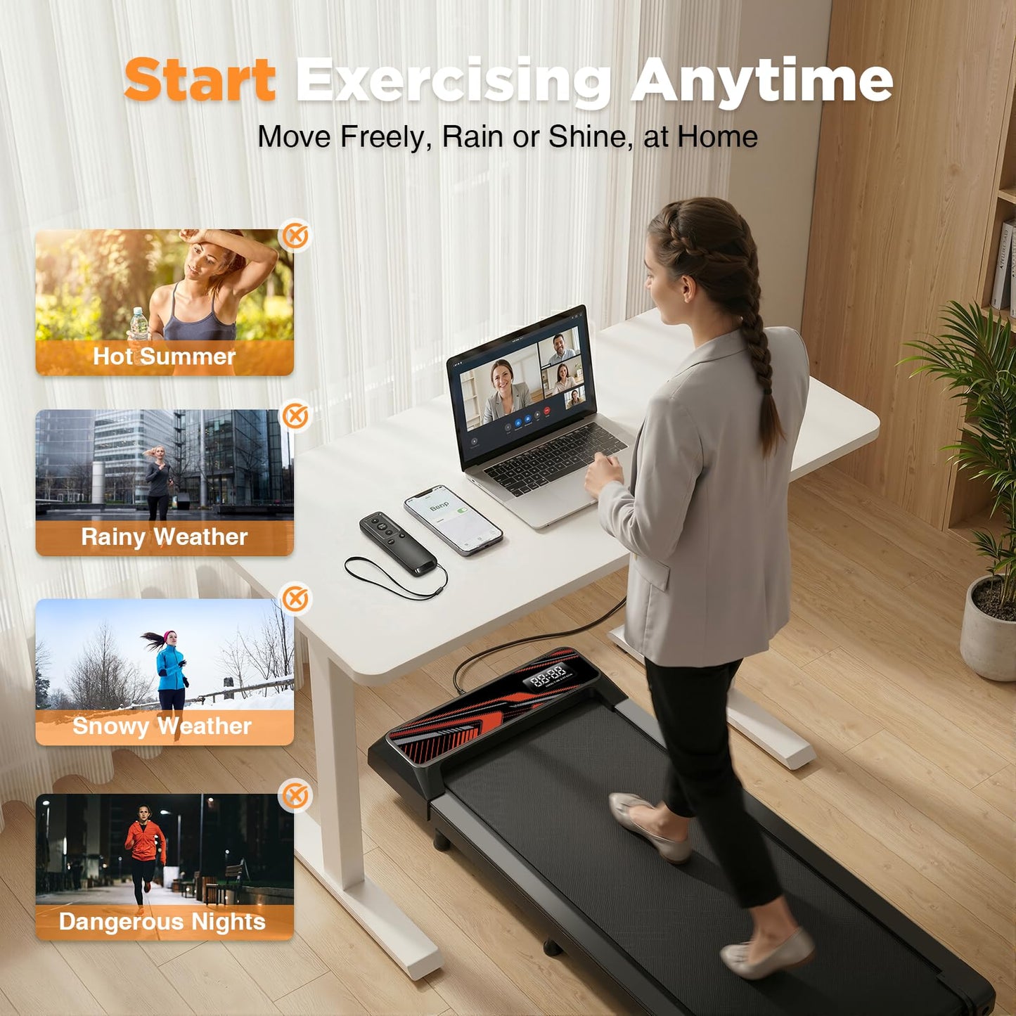 Under Desk Treadmill, Walking Mat with Incline pad, 2.5HP Portable Compact Treadmill for Home Office, Small Mini Walking Treadmill Pad with Remote & 3 in 1 Led Display, 265 Lbs Weight Capacity
