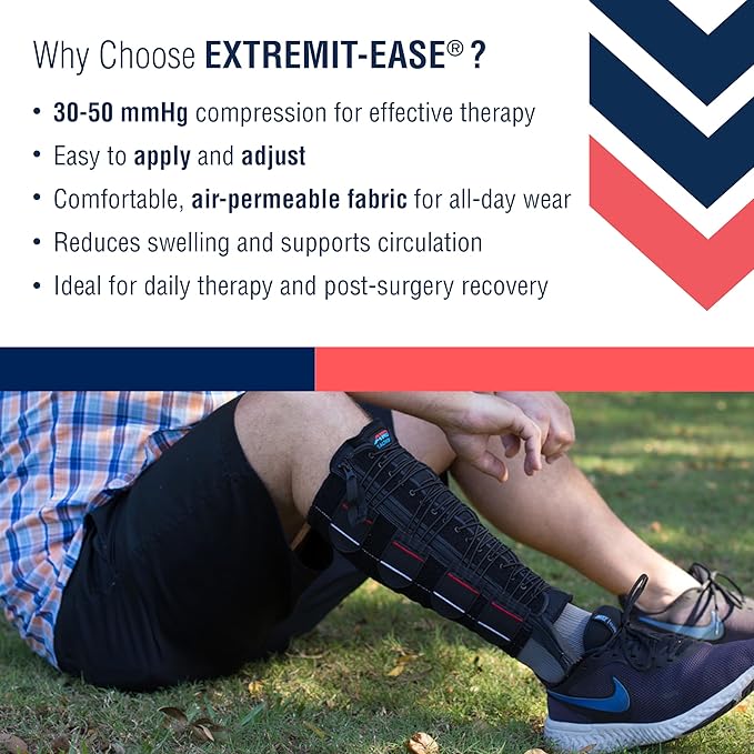 EXTREMIT-EASE Compression Garment 30-50 mmHg Lower Leg Compression Wrap - Ideal for Mild to Moderate Lymphedema Swelling, Venous Insufficiency, and Post-Op Edema