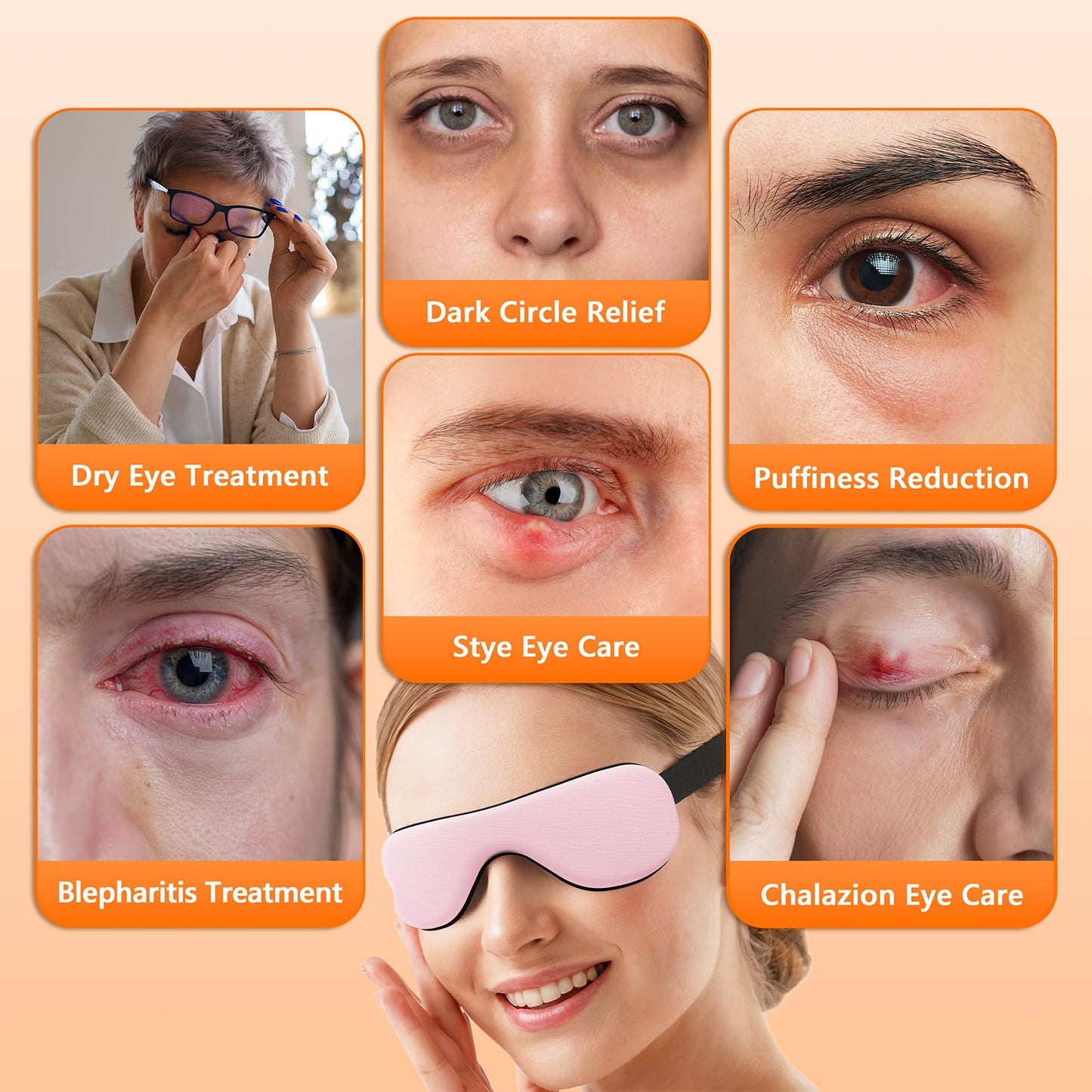 Heated Eye Mask – Warm Compress for Dry Eyes, USB Electric Heating Pad for Stye & Chalazion Eye Treatment, Eye Sleep Mask for Dark Circles and Puffiness Relief (Pink)