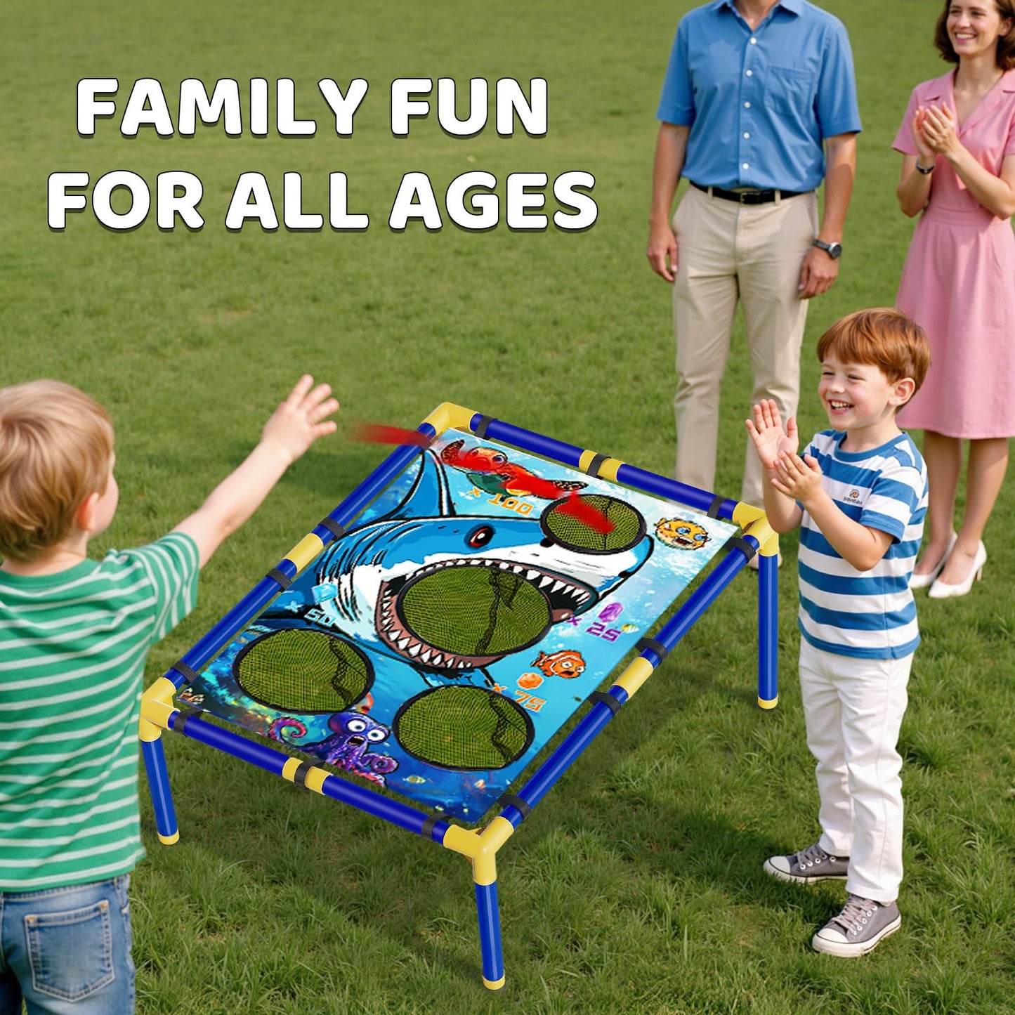 Lehoo Castle Bean Bag Toss Game 3 in 1 with Shooting Game, Ring Toss Game, Rich Outdoor Toys for Kids Ages 4-8, Backyard Games, Outdoor Games, Outside Activities for Family Party, Gift for Boys