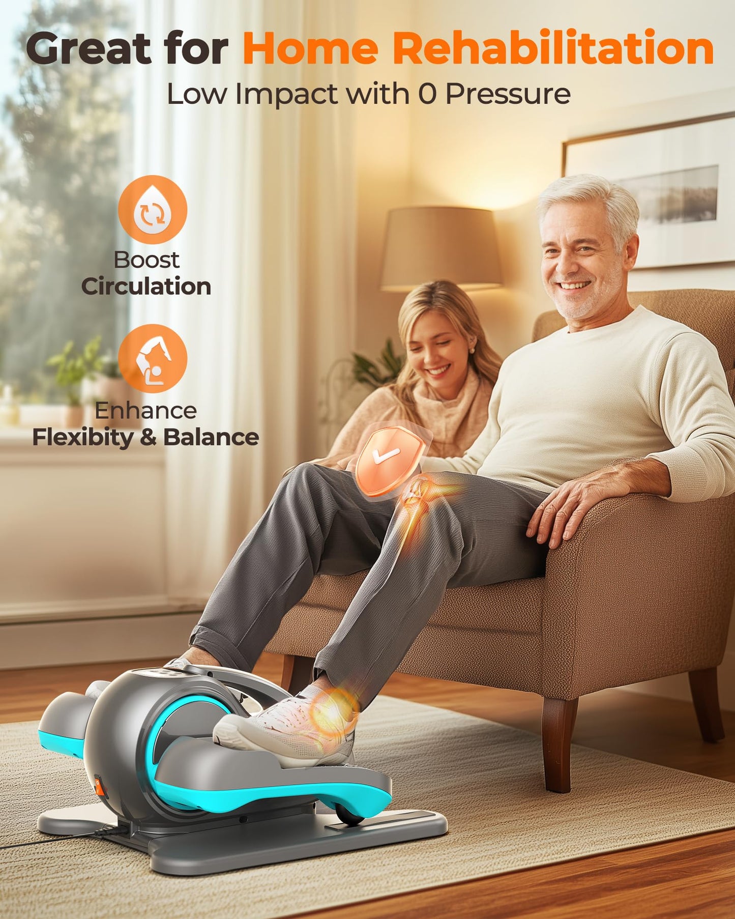 YOSUDA Under Desk Elliptical, Elliptical for Seniors Fully Assembled,Quiet & Portable Electric Seated Pedal Exerciser with 10 Level Resistances & Speeds,Remote Control,Bule Gray