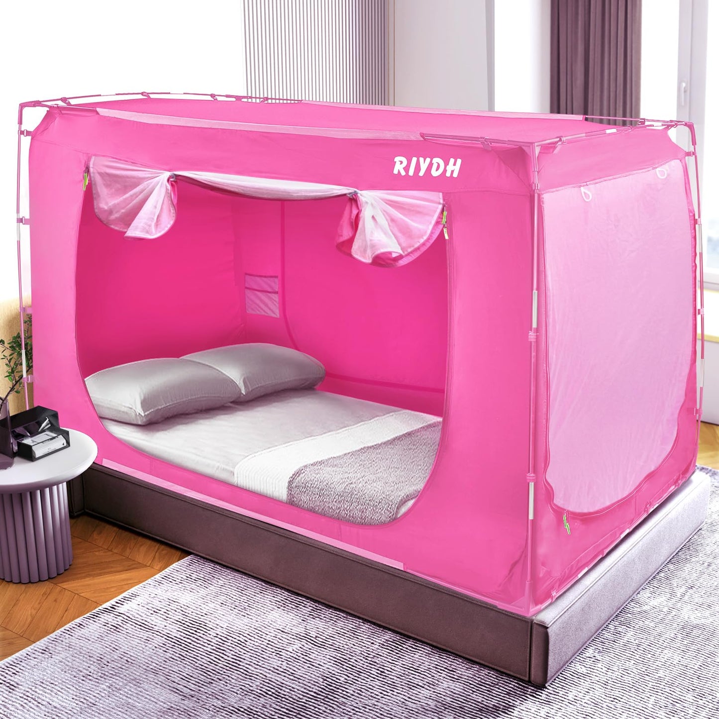 RIYDH Bed Tent Bed Canopy Full Size Tents for Adult and Kids- Original Design Portable Dream Tent Indoor Sleeping Tents 80% Blackout with 3 Doors Breathable Big Space Tents