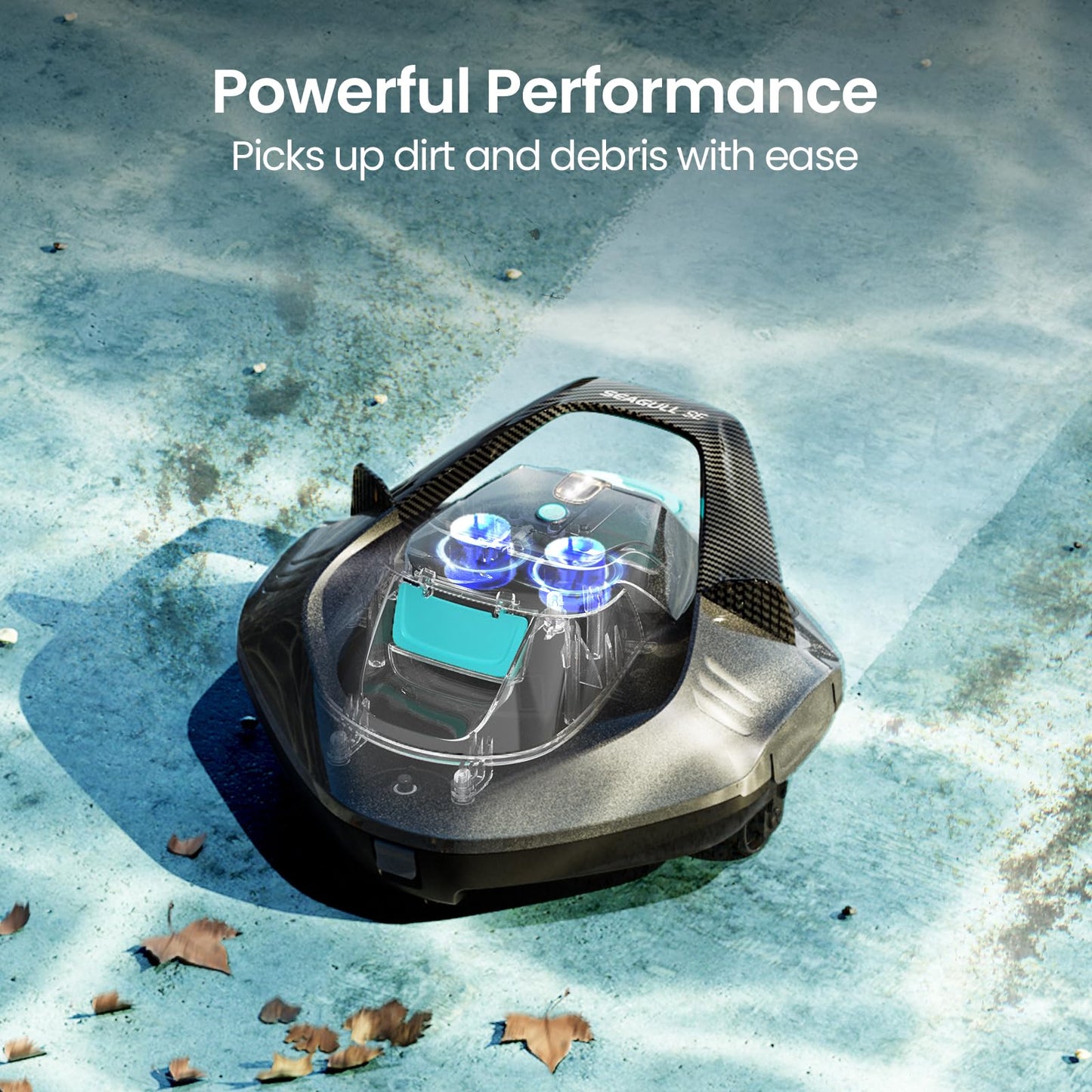 AIPER Seagull SE 2025 Cordless Robotic Pool Cleaner with LED Indicator, Self-Parking Technology, Lasts 90 Mins Runtime, Ideal for Above-Ground Pool up to 40 Feet, Grey & Teal