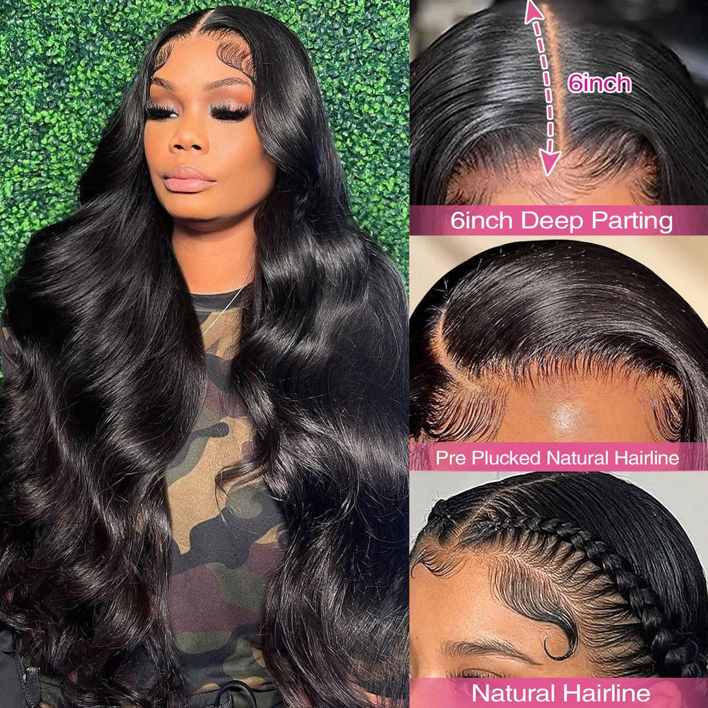 13x6 Lace Front Wigs Human Hair Pre Plucked 200% Density Body Wave HD Lace Front Wigs Human Hair Transparent Frontal Glueless Wi
