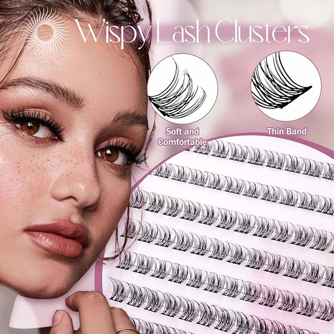 FADLASH Natural Lash Extension Kit Lash Clusters Kit 9-12mm Cluster Lashes Eyelash Exctensions with Lash Bond and Seal and Lash Tweezers DIY at Home (SLYW Kit)