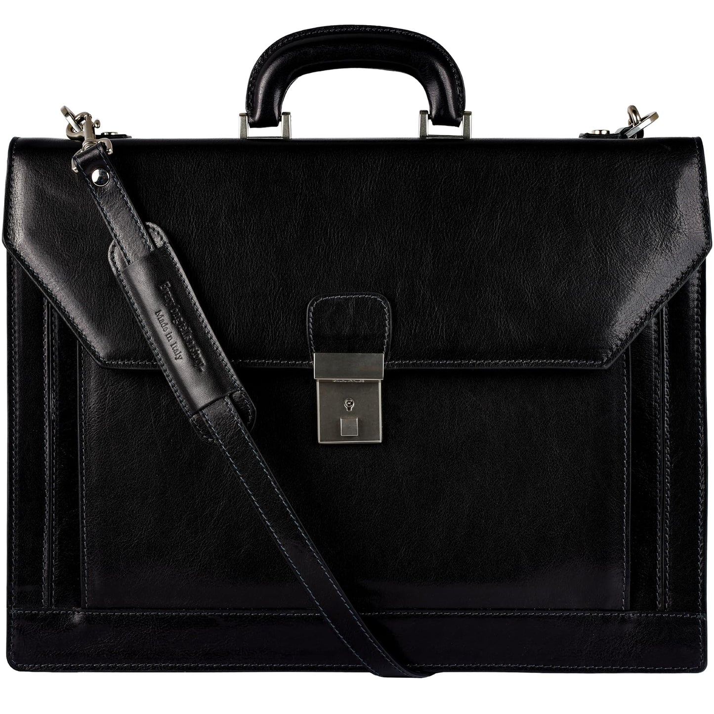 Time Resistance Leather Briefcase - Italian Handmade Laptop Bag - Work Bag for Men and Women - Attache - Computer Bag