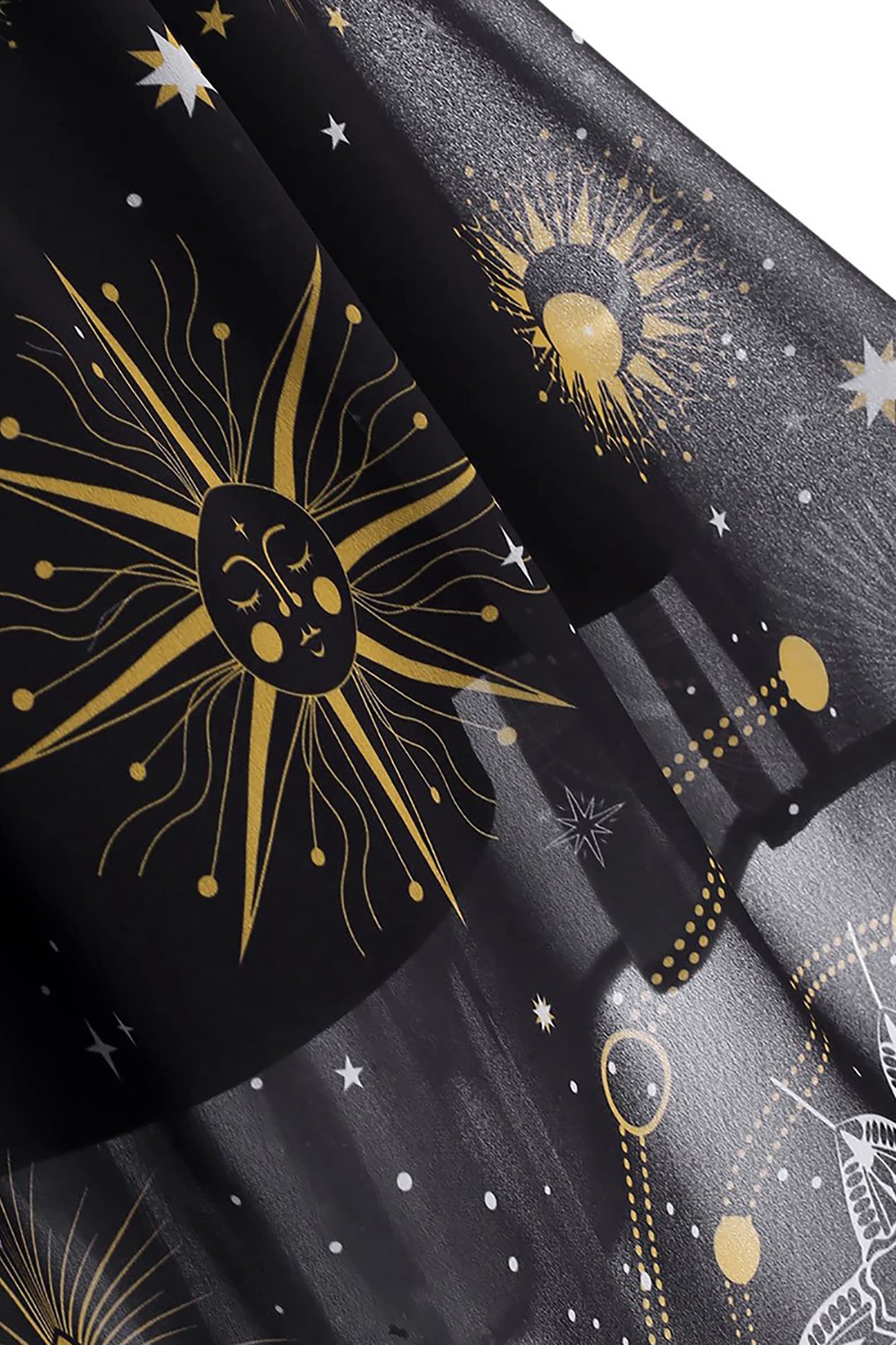 FEAPHY Women's Vintage Chiffon Sun Moon Star Sleeveless A-Line High Low Dress (0-Galaxy-Black, L)