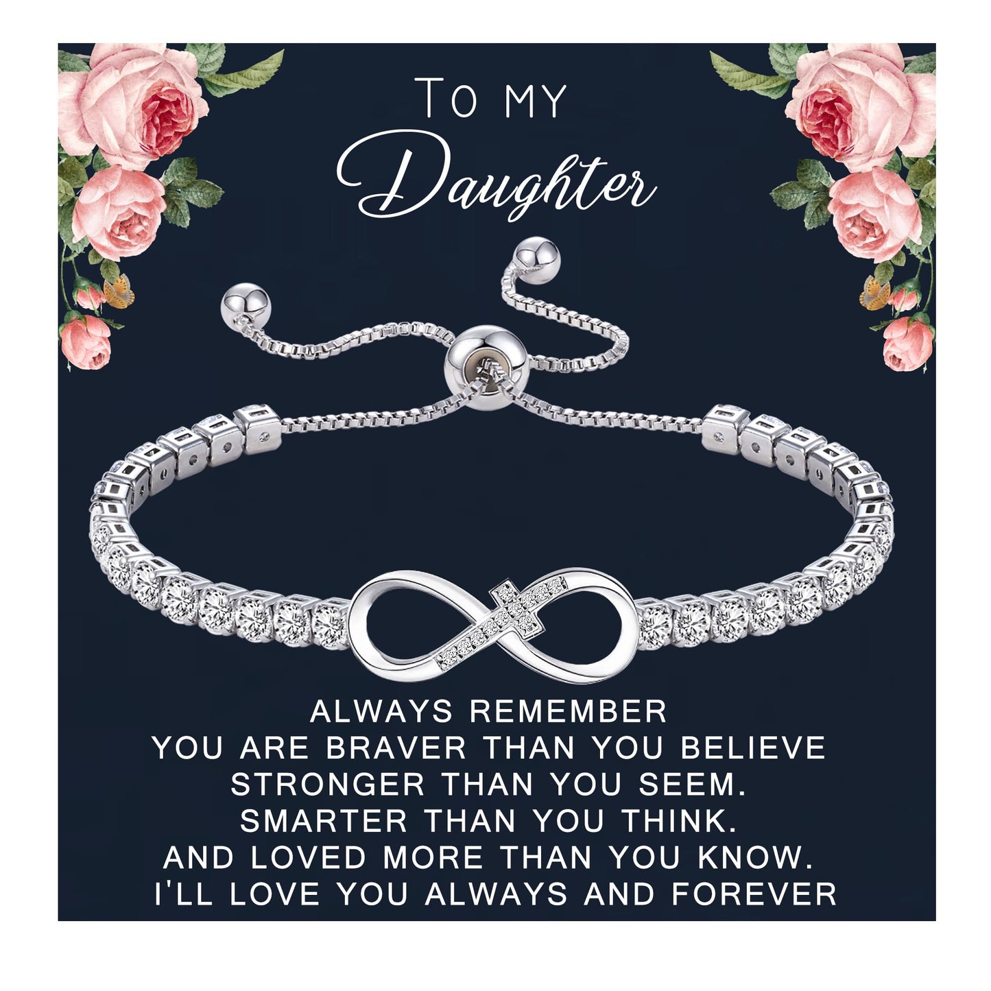 Btysun Gifts for Daughter, Daughter Gift from Mom Christmas Birthday Gifts for Her Stocking Stuffers for Teens Infinity Cross Br