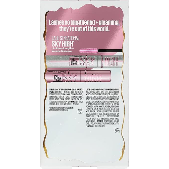 Maybelline Lash Sensational Holiday Makeup Kit, Includes Full-Size Sky High Mascara and Lash Sensational Glitter Mascara, 1 Makeup Gift Set