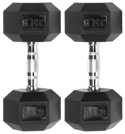 Fitvids Rubber Encased Hex Dumbbell, 35LB, Pair