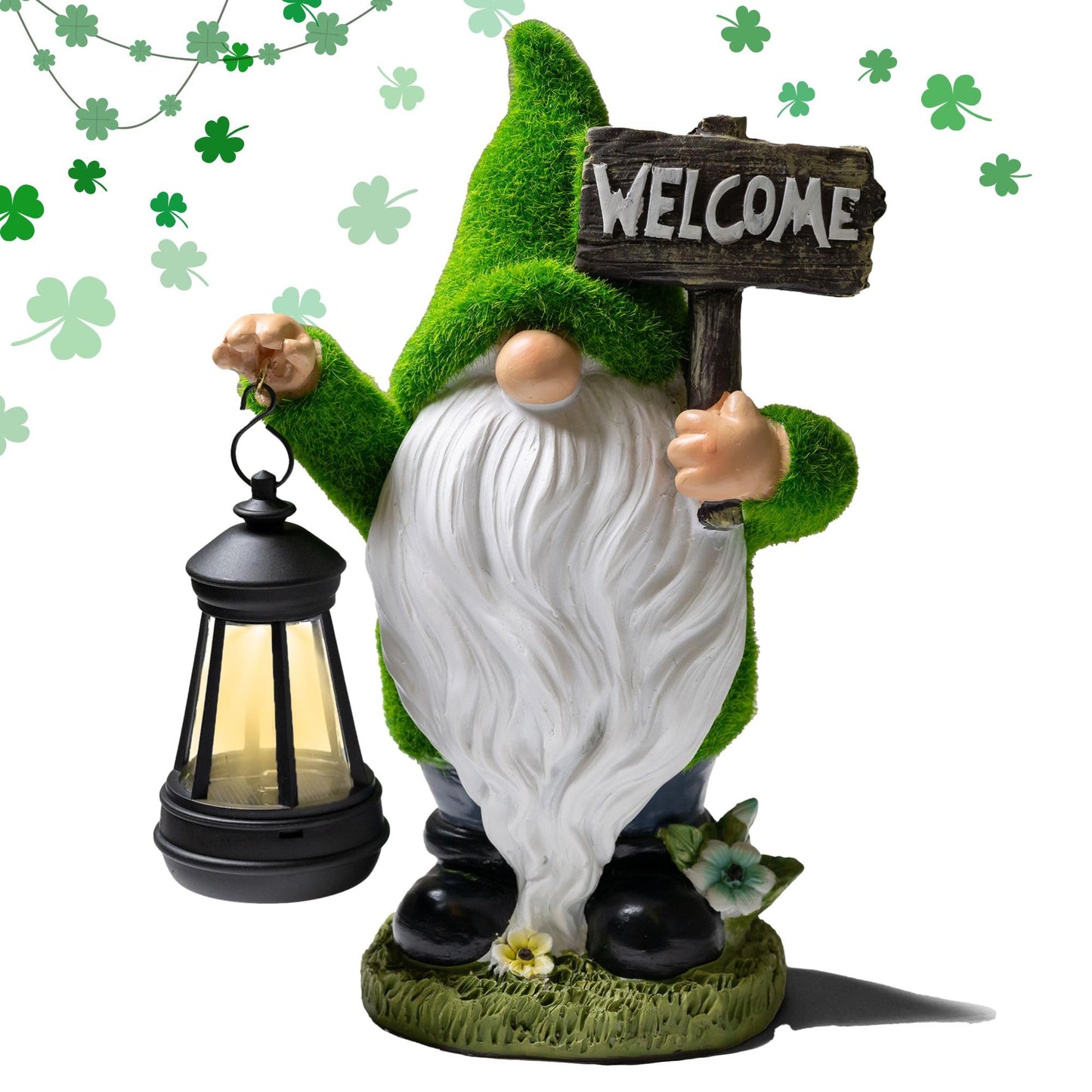 Garden Gnomes Outdoor with LED Solar Light - 11’’ Funny Gnome Decorations/ ornaments for Home/Yard/Patio Solar Lantern Garden Statues - Decor -Deals/clearance - Housewarming/Birthday Gifts