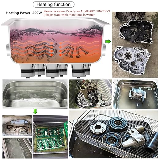 Ultrasonic Cleaner 6.5L with Digital Timer and Heater, Stainless Steel Ultrasonic Cleaning Machine for Carburetor Parts Cleaning
