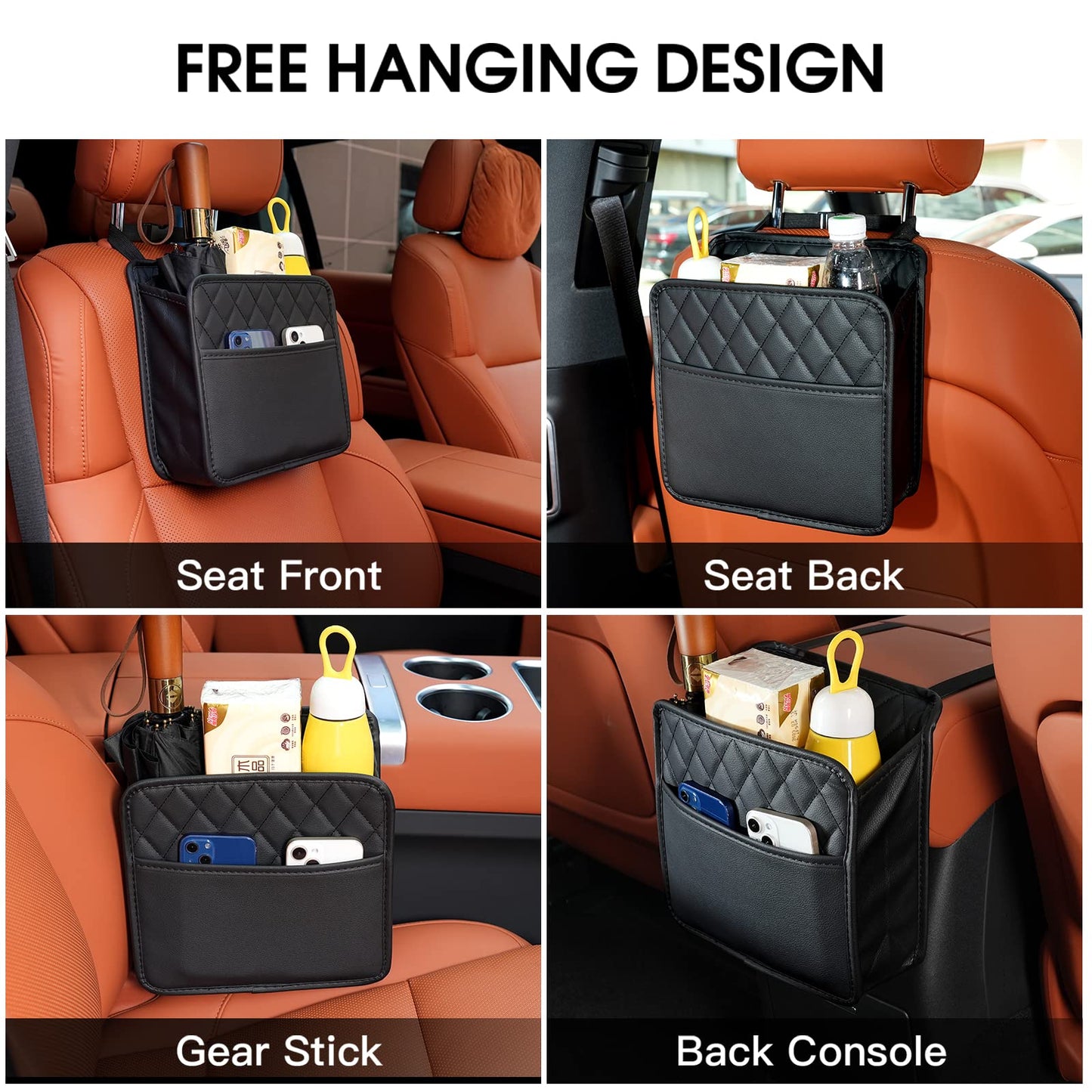 FrgKbTm Car Seat Back Hanging Bag Car Document Holder Multi-Pocket Bottle Bag Storage Box Organizer Travel Tidy Pouch Pocket Kids