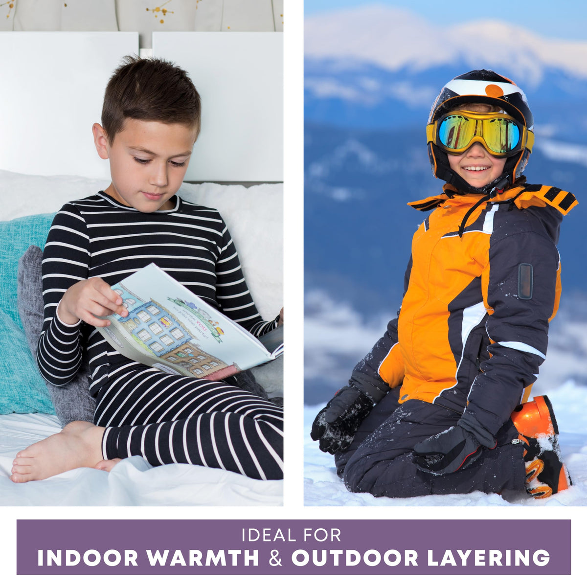 Rocky Thermal Underwear Kids, Boys Thermal Underwear Set Long Johns Thermals Kids Base Layer kids thermals top bottom set Boys Winter Clothes Shirt & Pants, Ski/Extreme Cold (Dinosaur, XX-Small)