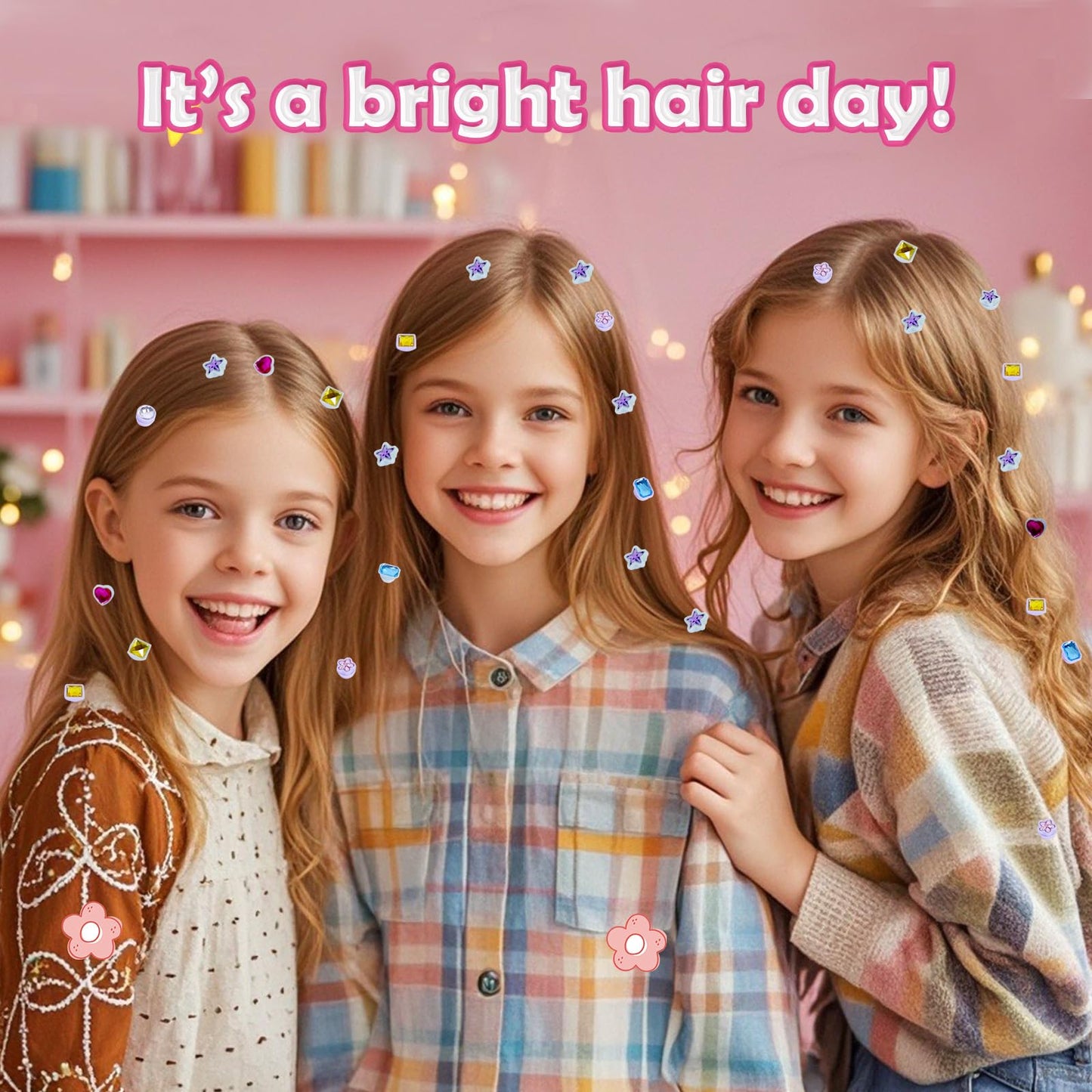 Kids Hair Gem Stamper Kit, Bling Hair Jewels for Girls Toys, Quick Gems Hair Jeweler, Hair Styling Tool with Reusable Shining Diamonds, Birthday Gifts Toys for Girls Ages 3 4 5 6 8-12