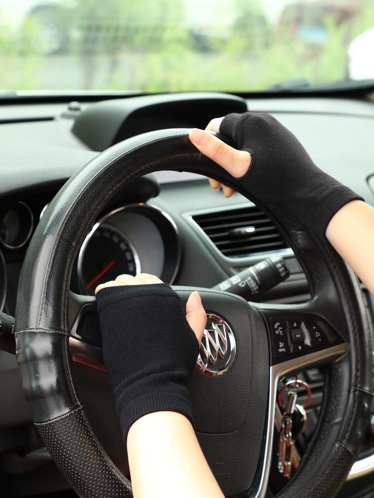 Blulu 2 Pair Fingerless Gloves for Women & Men Thumb Hole Cozy Half Fingerless Driving Gloves Knit Mittens Warm