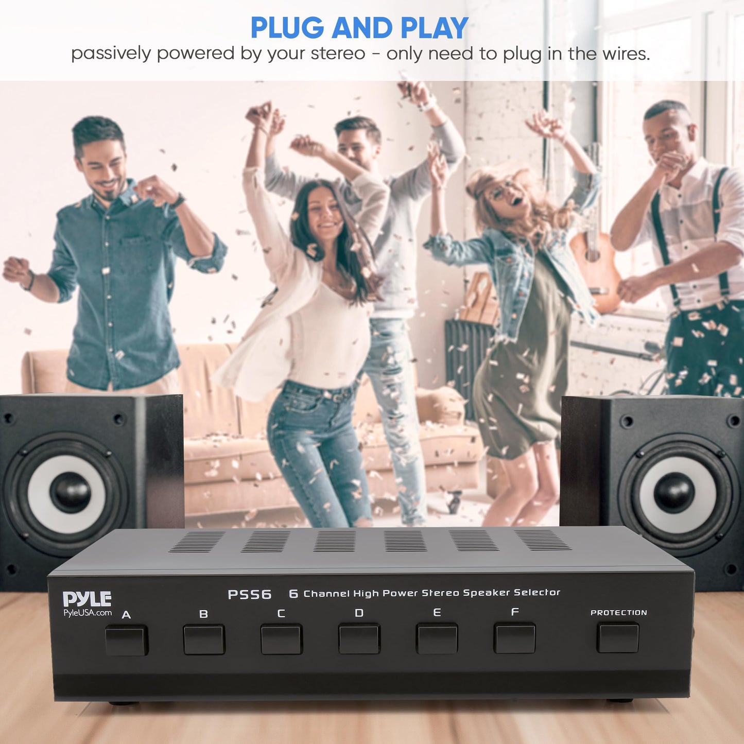 Pyle Home Premium New And Improved 6 Zone Channel Speaker Switch Selector Switch Box Hub Distribution Box For Multi-Channel High