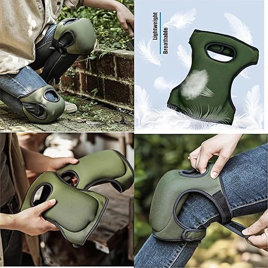 Knee Pads for Gardening - 1.5+1.5cm Dual-Layer Gel-Foam, Non-Slip, Waterproof & Breathable for Joint Support | Heavy Duty Kneeling Pads for Weeding, Floor Scrubbing, Tile Work (Green)