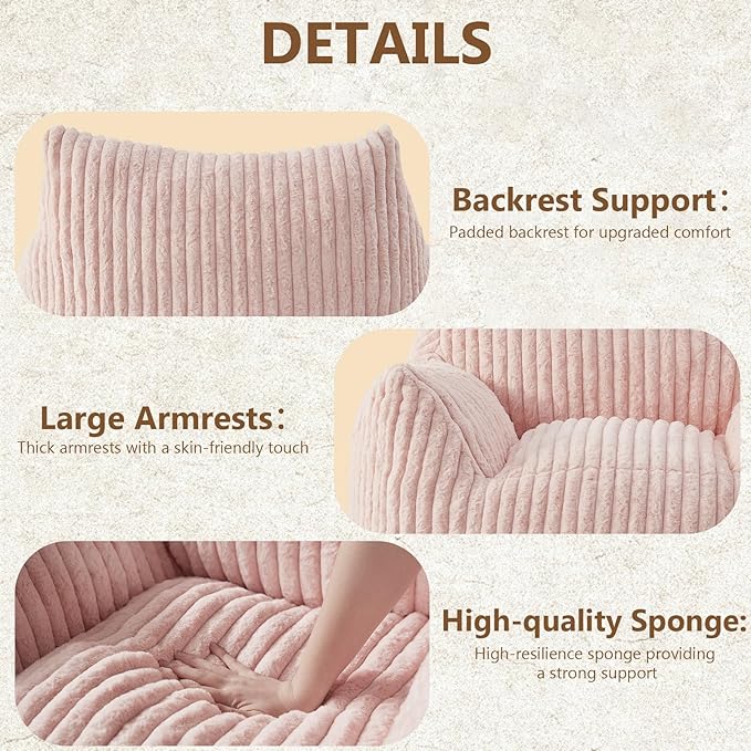 Achicsofar Giant Bean Bag Chairs for Adults Teens, Large Bean Bag Sofa Chairs with Filling Comfy Fuzzy BeanBag Chair with Armrests for Bedroom Living Room Reading