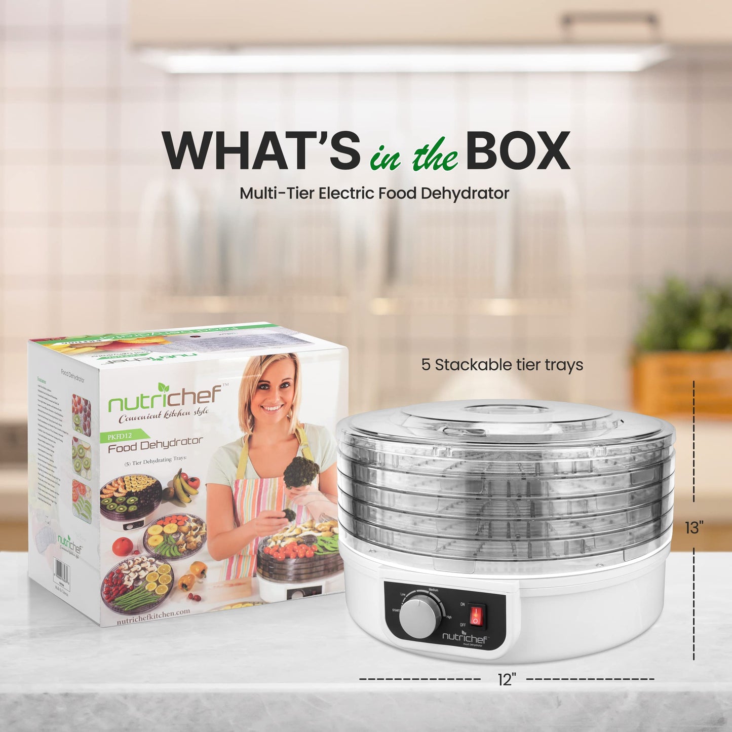 Nutrichef Food Dehydrator - Dehydrate Beef Jerky, Meat, Mushrooms, Fruits & Vegetables At Home | Utilizes High-Heat Circulation