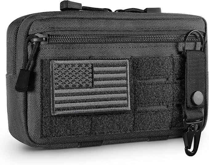 FRTKK Tactical Molle Admin Pouch Utility Laser Cut EDC Tool Pouch Bag Horizontal Modular Pouches Include US Flag Patch and...