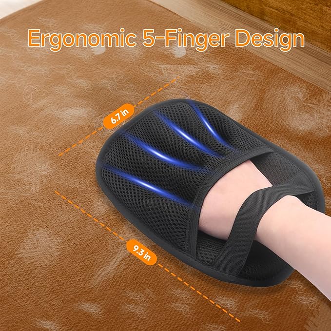 Pet Hair Removal Glove 2-in-1 Pet Grooming Glove for Dogs & Cats, Quick Shedding Control and Furniture Cleaning Reusable & Washable for Sofa Clothing Car Seat