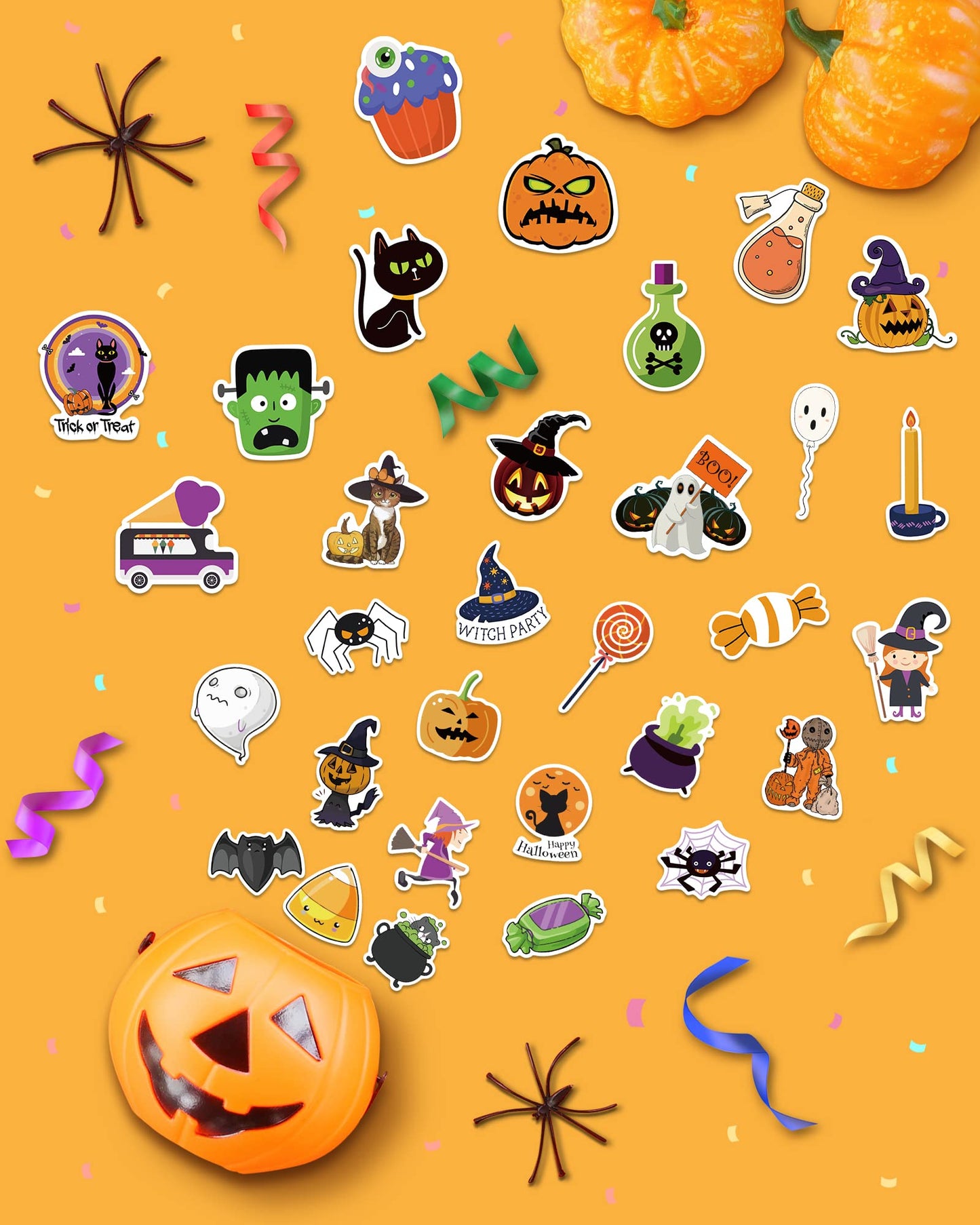 Benresive 300 Pcs Halloween Stickers for Kids - Bulk Halloween Crafts Party Favors, Goody Bag Stuffers, Waterproof Vinyl Laptop & Water Bottle Stickers