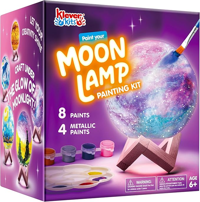 Klever Kits DIY 3D Moon Night Light, Paint Your Own Moon Lamp Kit Galaxy Lamp Arts and Crafts Kit, School Activities, Birt...
