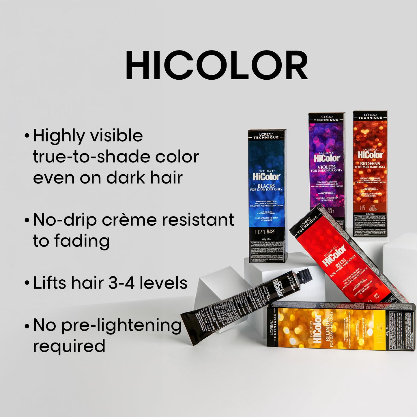 L'OREAL TECHNIQUE HiColor Reds Permanent Hair Color - Lifts Dark Hair in One Step Leaving No Brassiness, Rich & Smooth Creme For