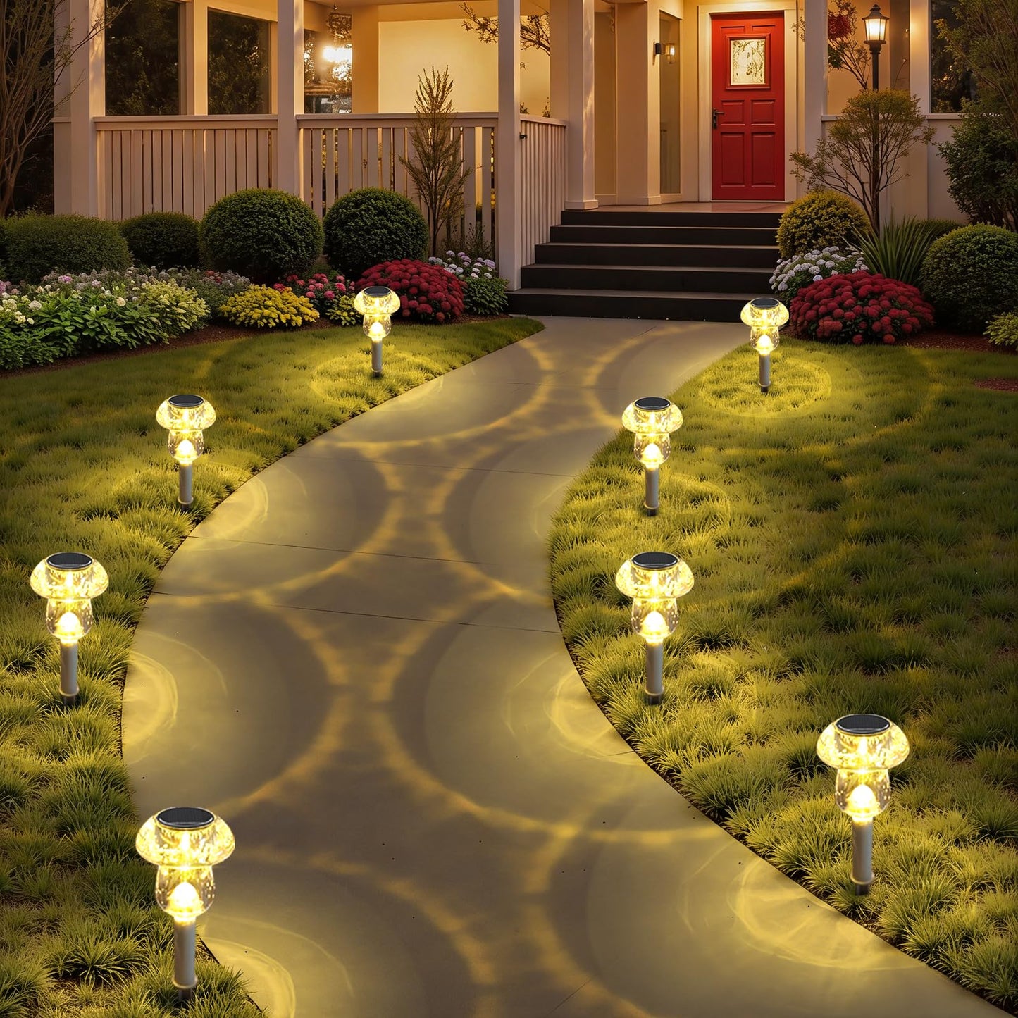 Benany Solar Lights Outdoor, 16 Pack Mushroom Lights Outside Waterproof, Solar Powered LED Lighting for Garden, Yard, Landscape, Path, Pathway, Lawn, Walkway, Driveway, Backyard Decor (Warm White)