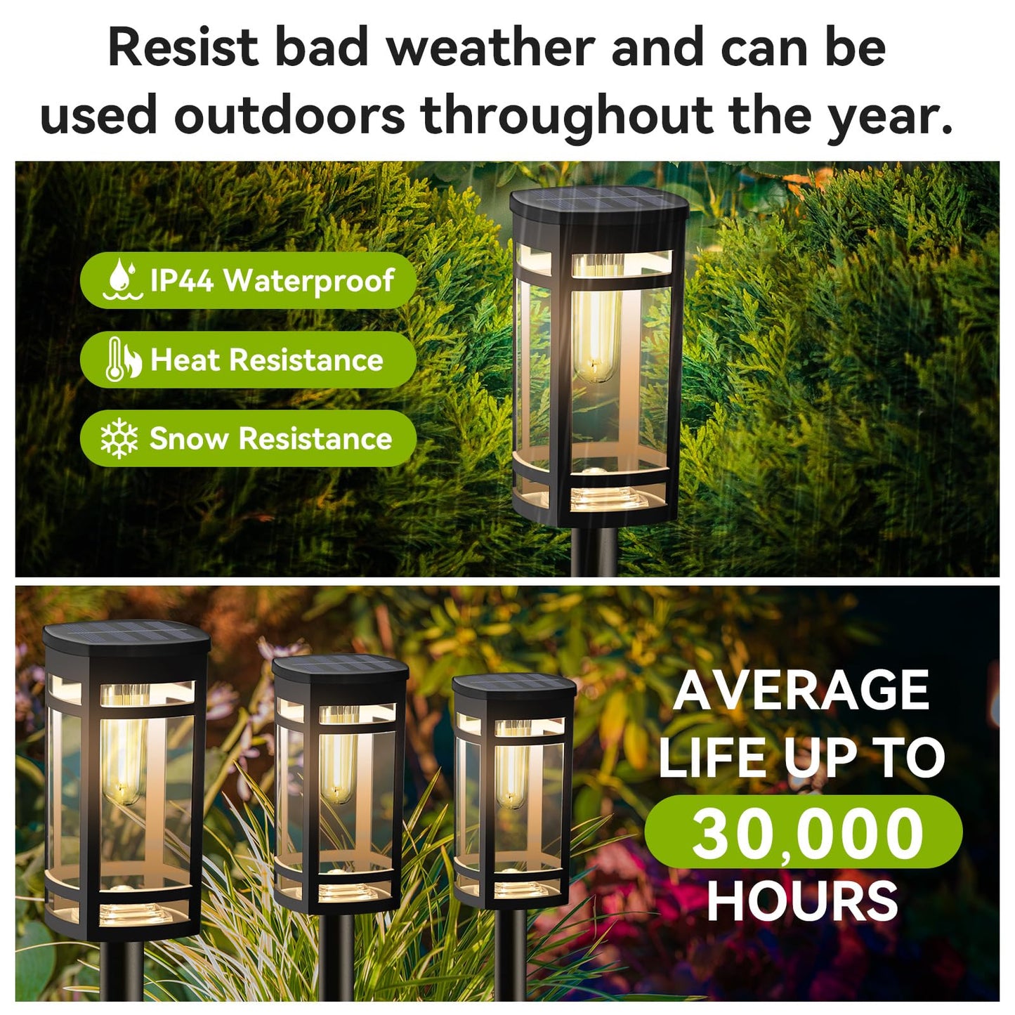 EXCMARK 12 Pack Solar Lights Outdoor Waterproof for Garden Pathway Walkway Driveway Yard Lawn Decorative Landscape Lighting. (Warm White Light, 12)