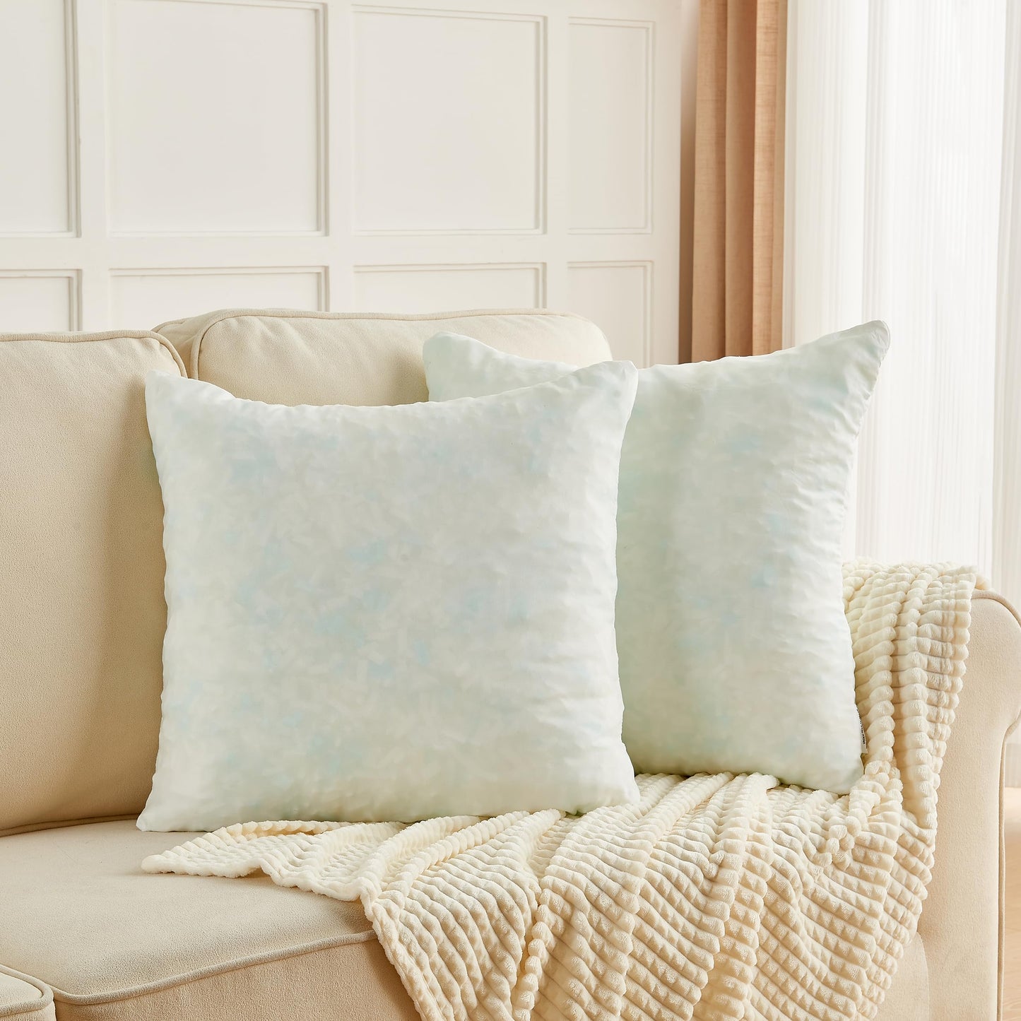 Simple&Opulence 24x24 Pillow Inserts Set of 2 – Shredded Memory Foam Cooling Throw Pillow Inserts for Decorative Cushions, Couch, Bed, or Sofa – White