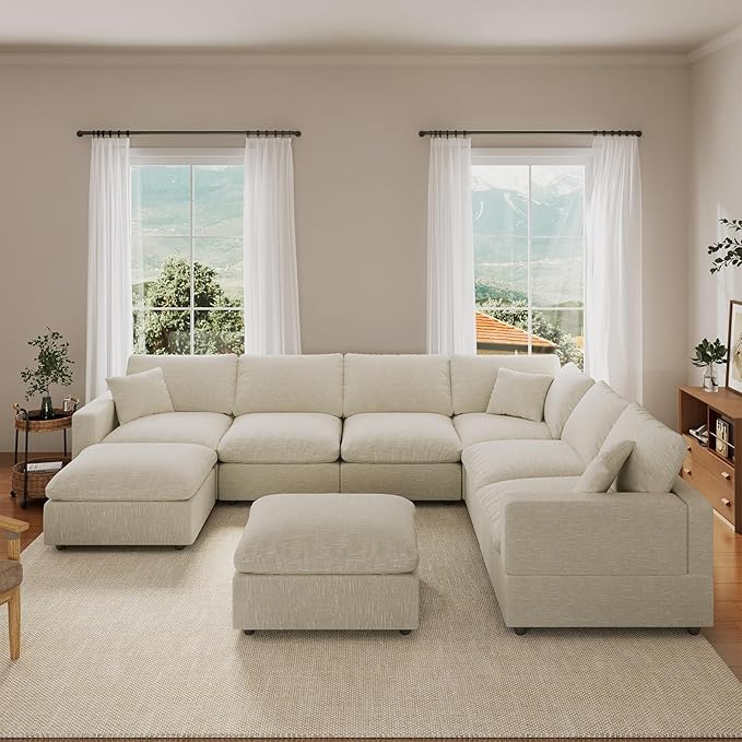 Cloud Couch Modular Sectional Sofa for Living Room, Convertible Upholstered Comfy Couches Deep Seat Sofa Sleeper Sofa Bed, Removable & Washable Cushion Covers, Filled with Down Cotton