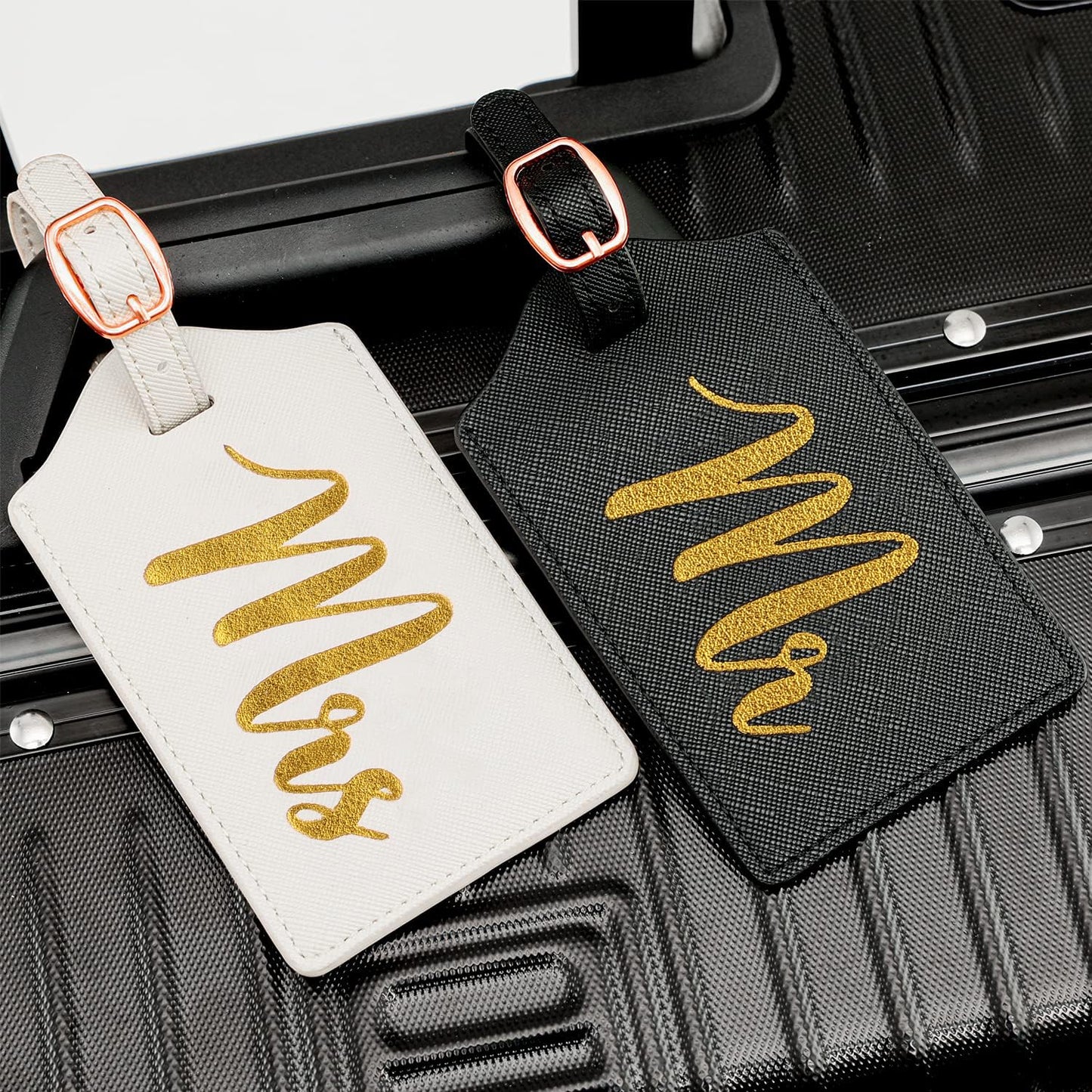 DHQH Personalized Mr and Mrs EST 2025 Gift Stainless Steel Travel Tumbler & Leather Luggage Tag Set - Wedding Gifts for Couples 2025 Perfect Newlywed, Engagement and Bridal Shower Gifts
